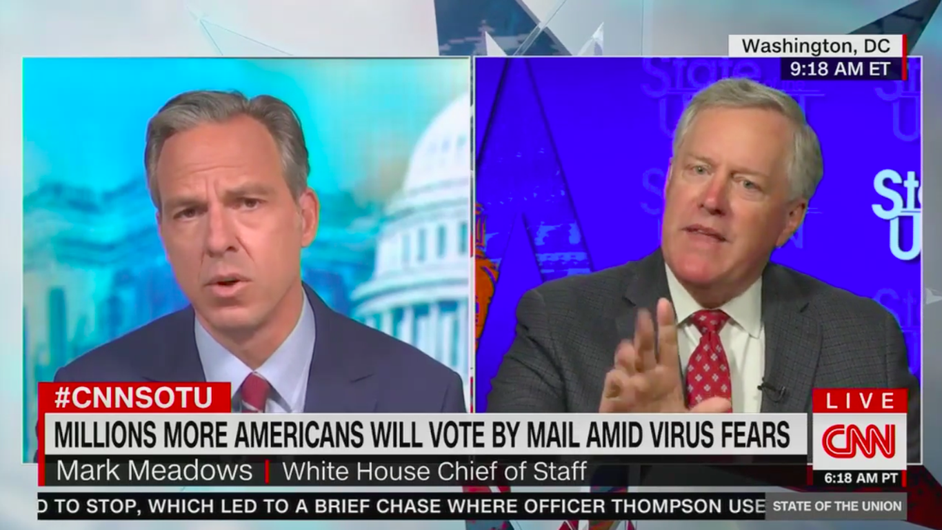 Mark Meadows clashes with CNN's Jake Tapper over mail-in voting