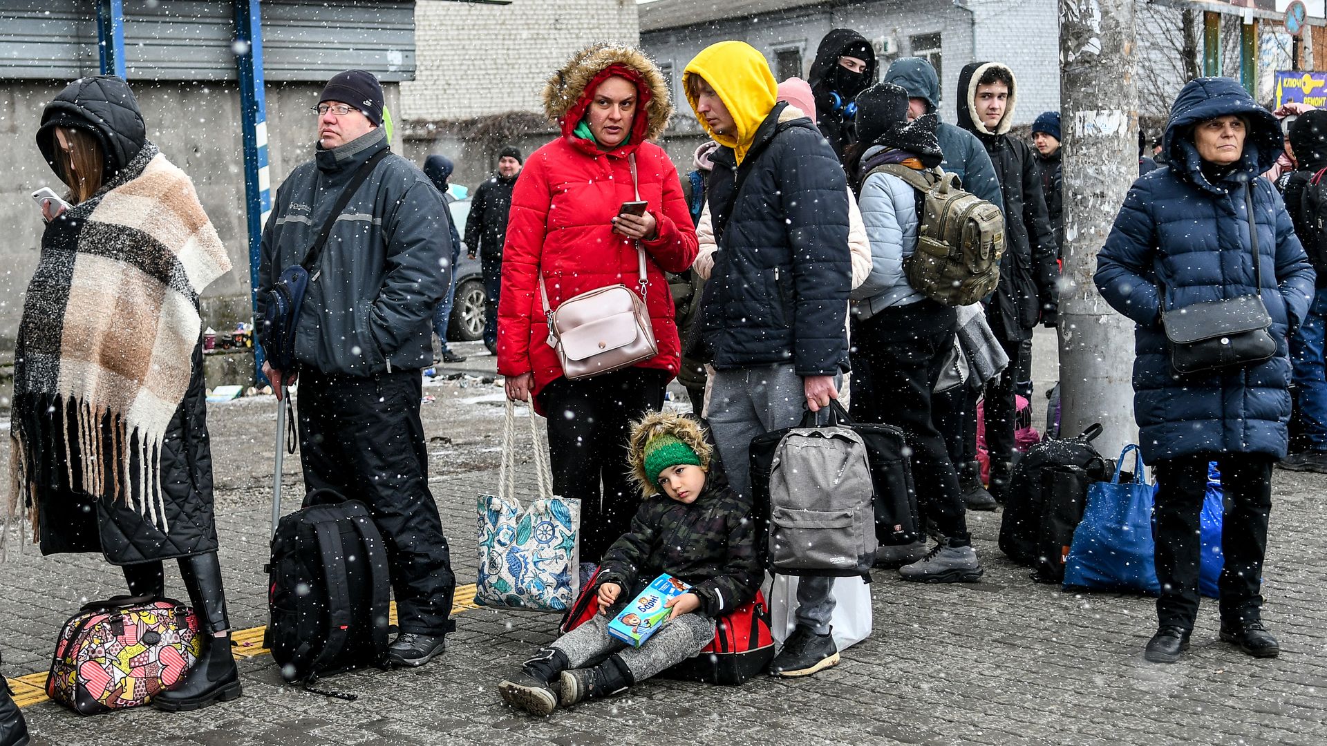 Citizens wait for evacuation trains, Zaporizhzhia, southeastern Ukraine on March 7, 2022.