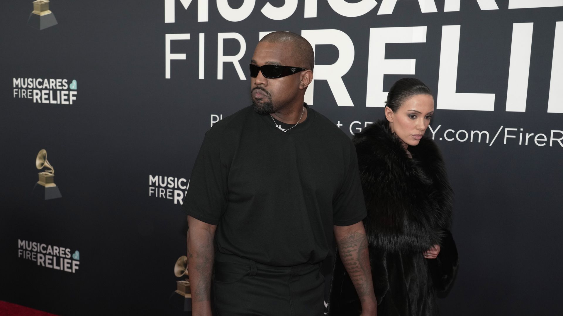 Kanye West and Bianca Censori attend the 67th GRAMMY Awards at Crypto.com Arena on February 02, 2025 in Los Angeles.