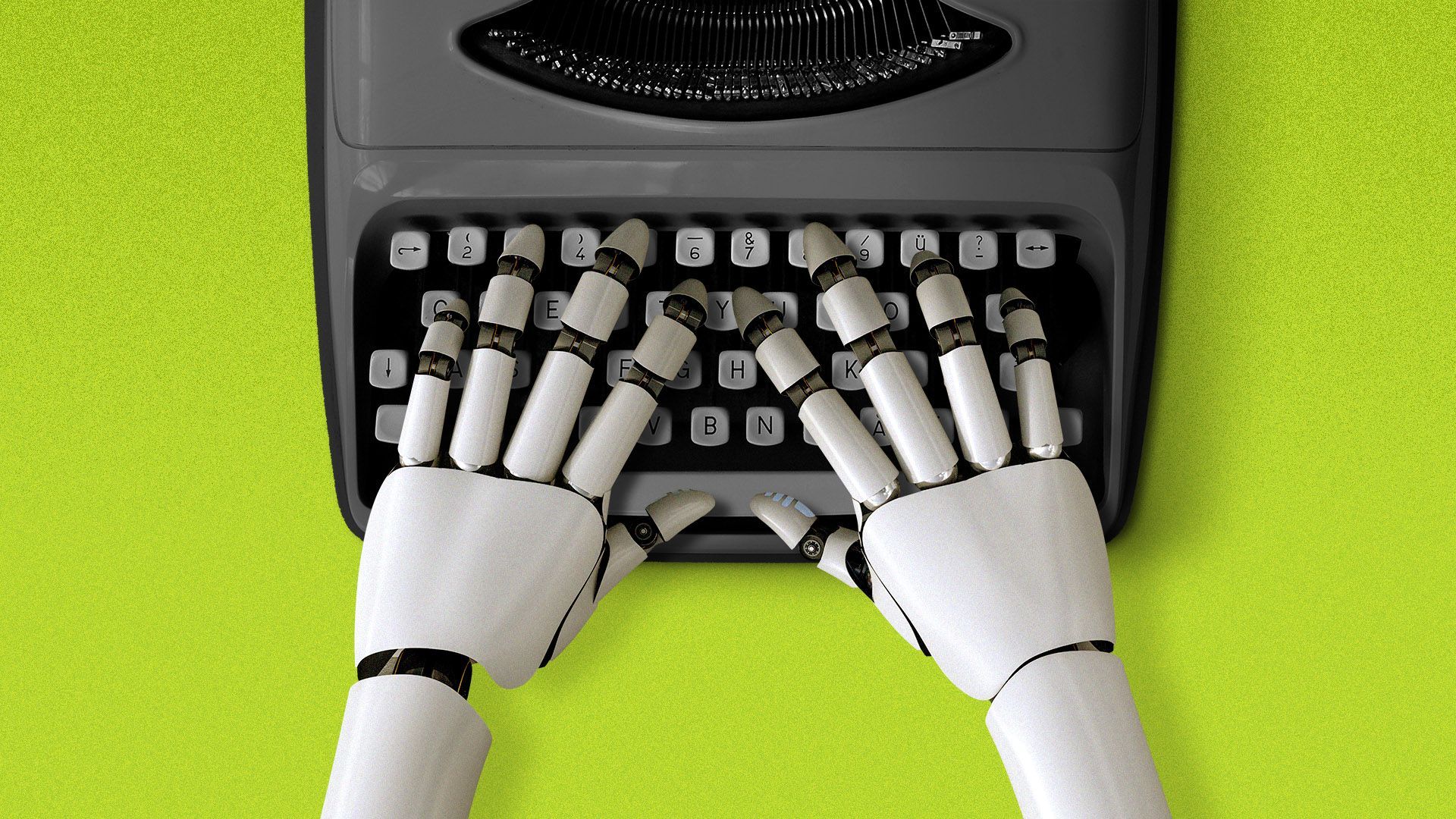 Robot hands on keyboard