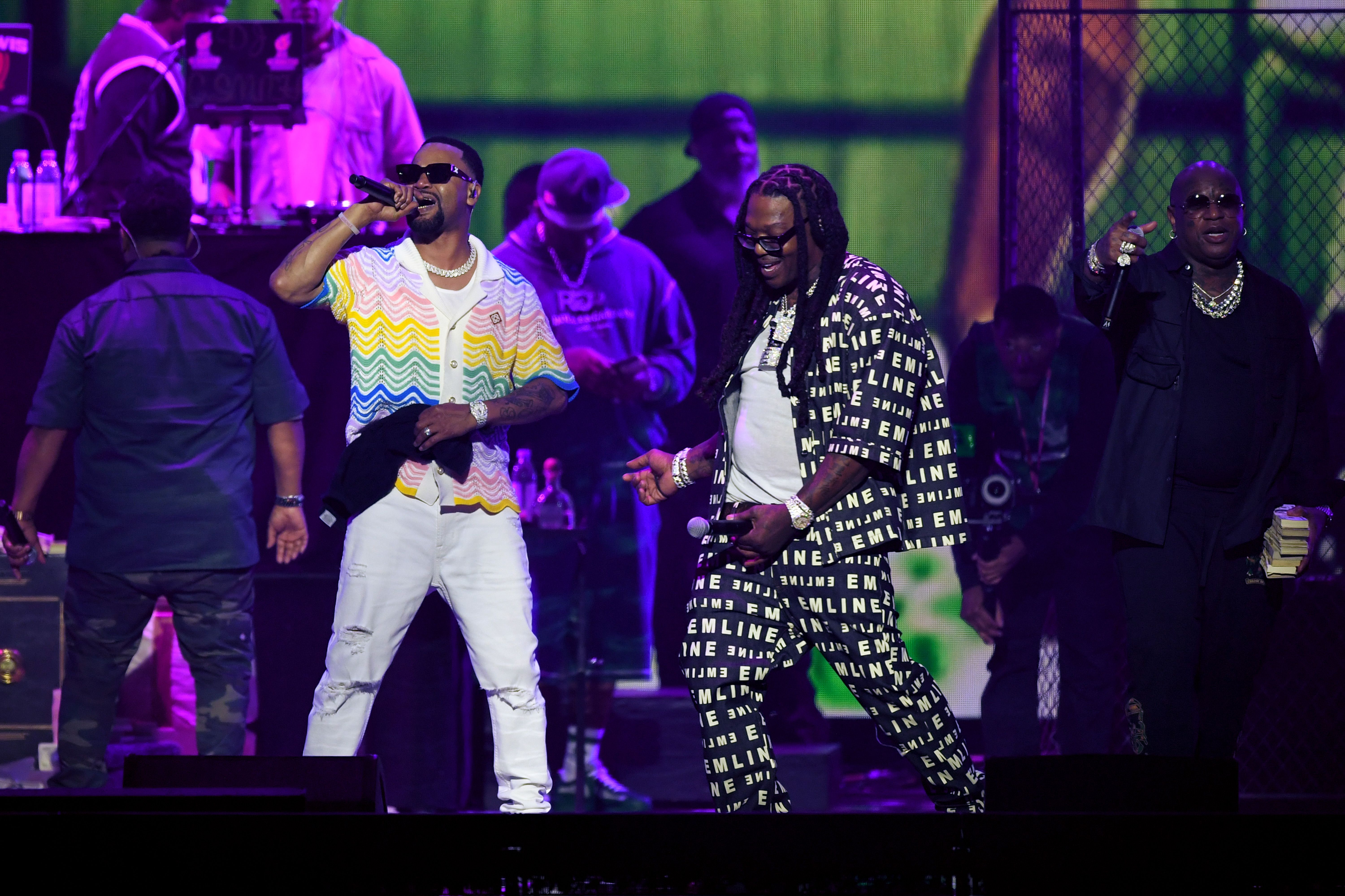 Photo shows Juvenile, B.G. and Birdman performing during Essence.
