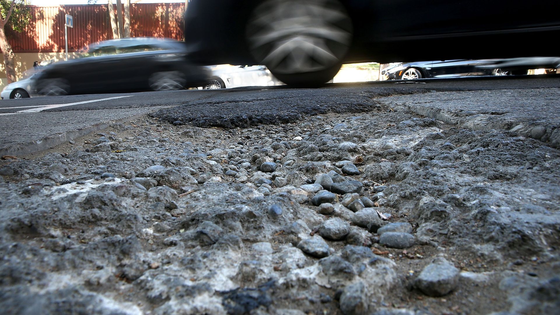 A pothole on a California road
