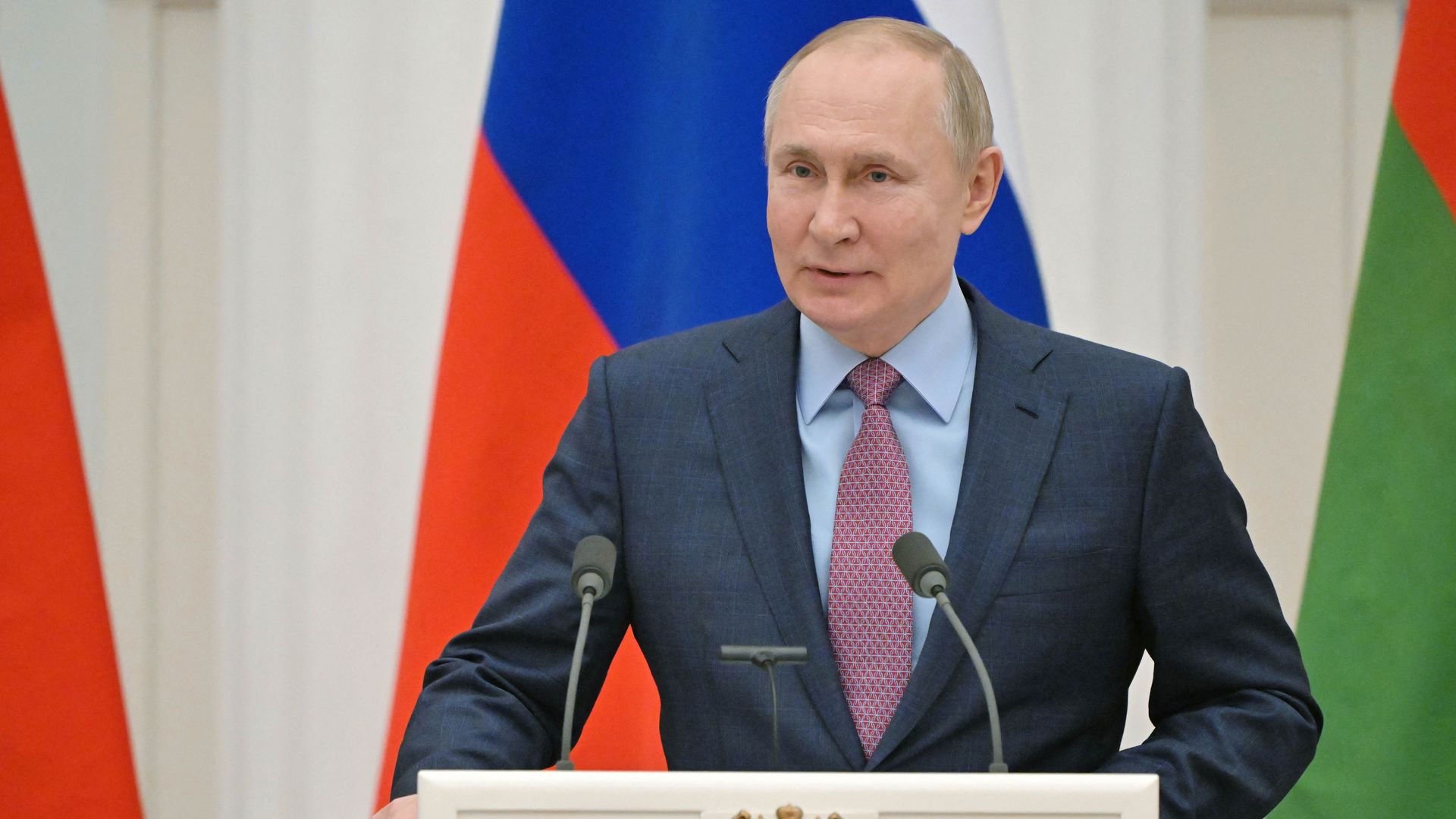 Photo of Vladimir Putin speaking from a podium