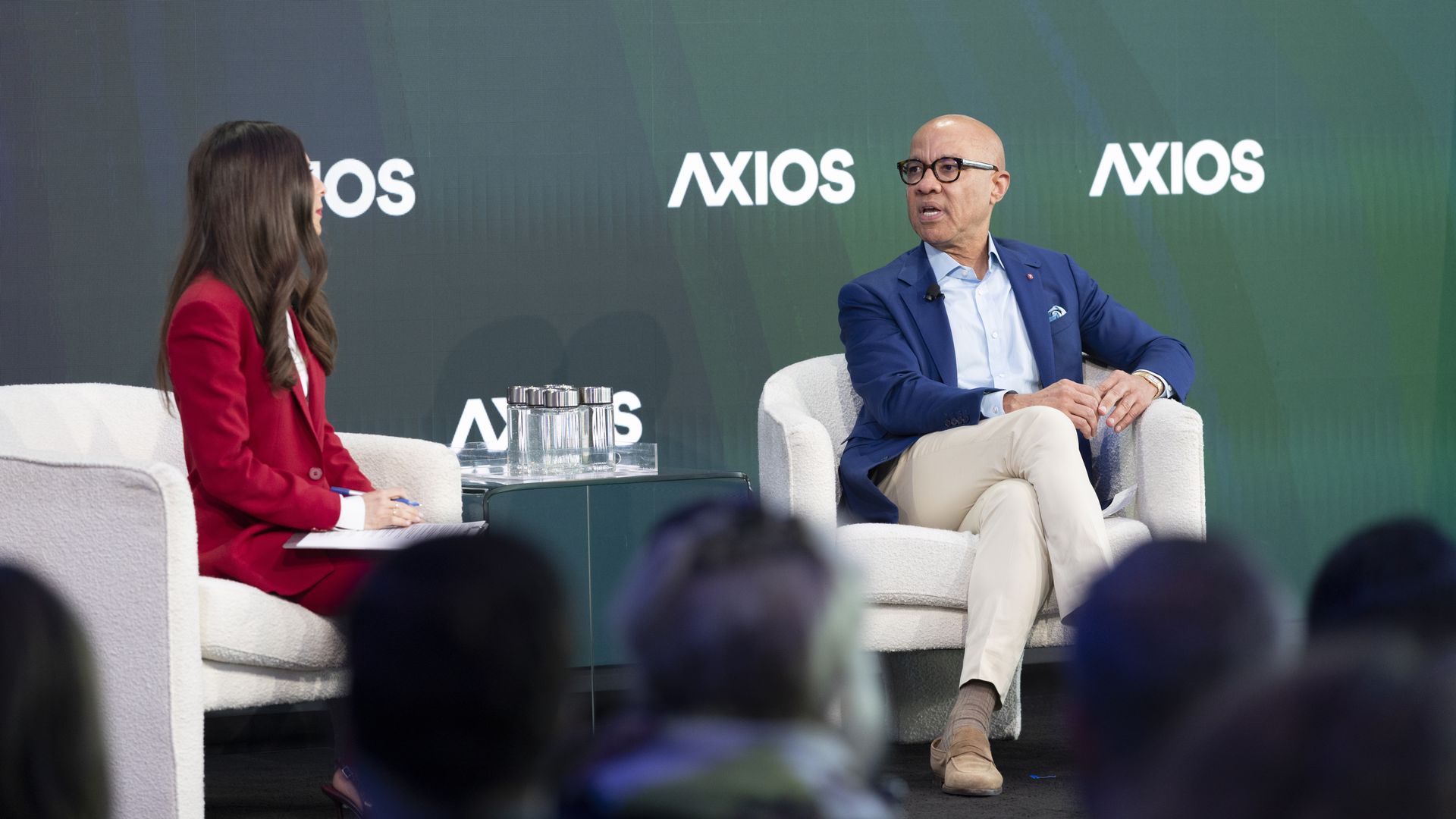 Anonymous Content CEO Darren Walker speaks with Axios' Sara Fischer at Media Trends Live on Oct. 20 in New York City. 