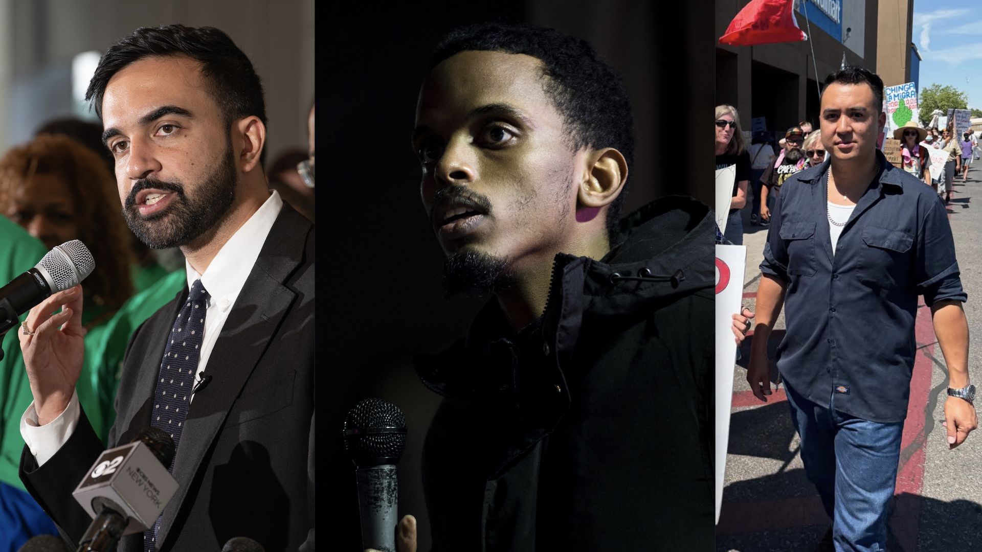 Progressive mayoral candidates Zohran Mamdani of New York City, Omar Fateh of Minneapolis and Alex Uballez of Albuquerque, New. Mexico.