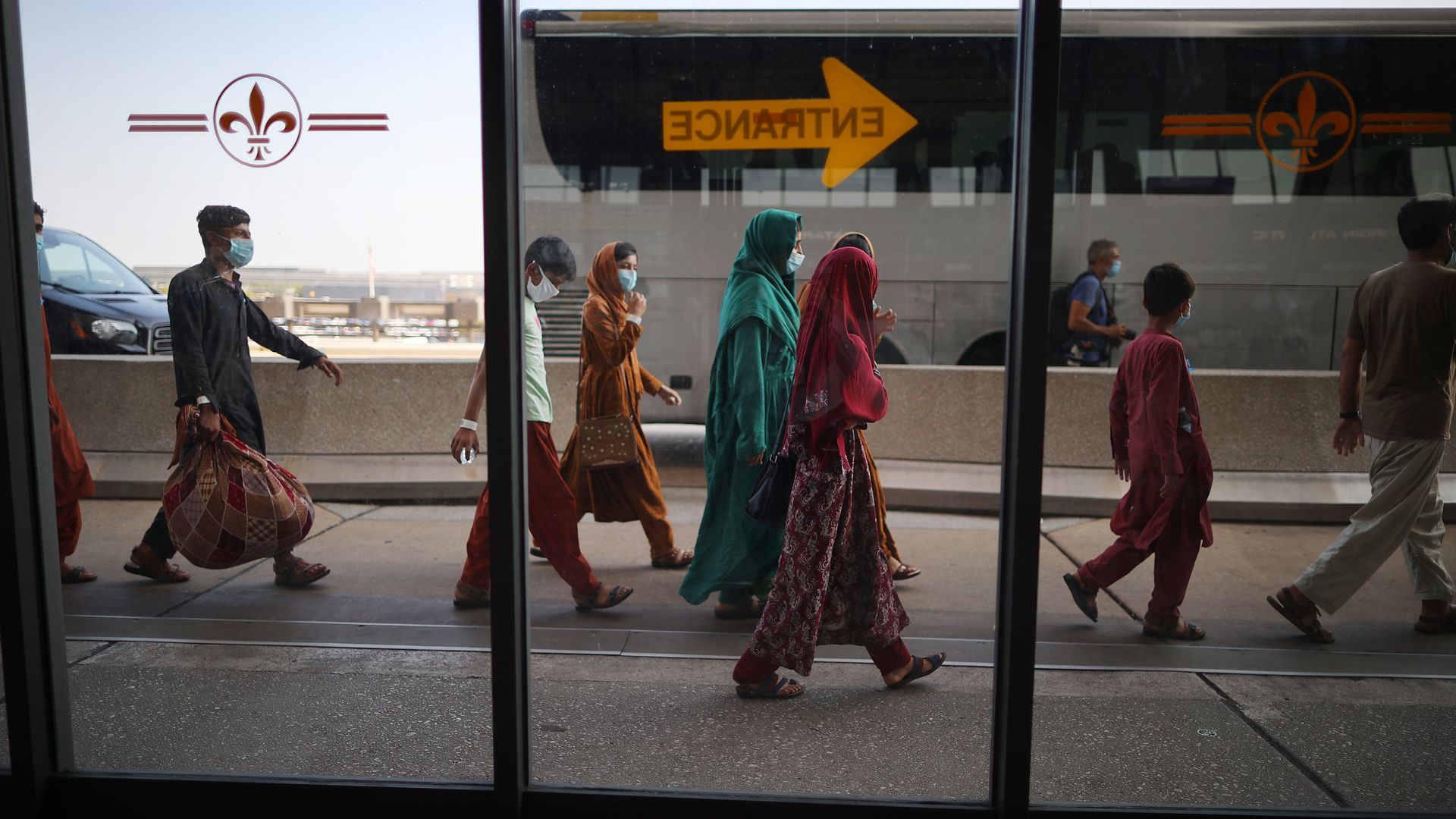 Picture of Afghan refugees at Dulles airport