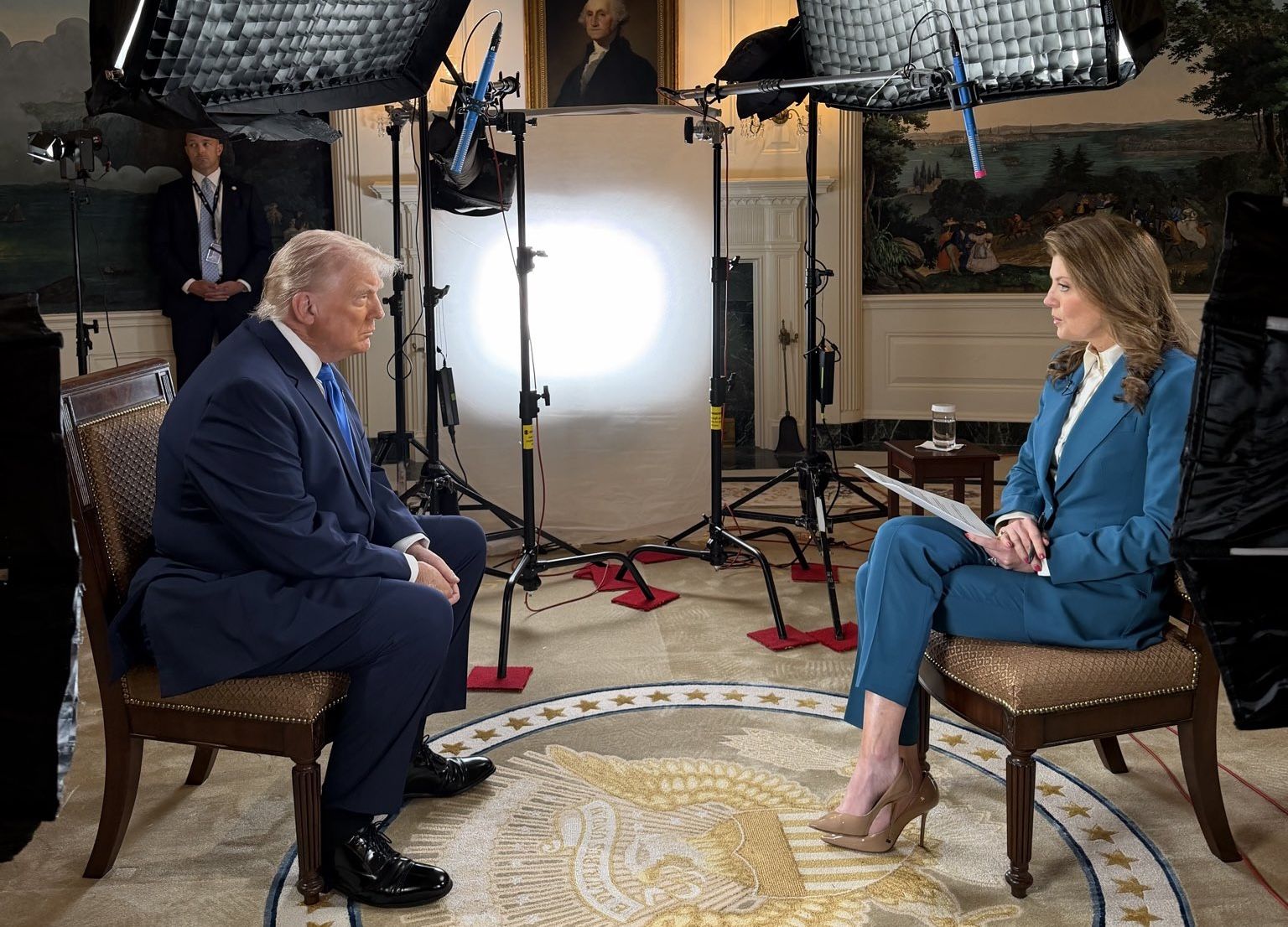 CBS News' Norah O'Donnell interviews President Trump for "60 Minutes" yesterday.