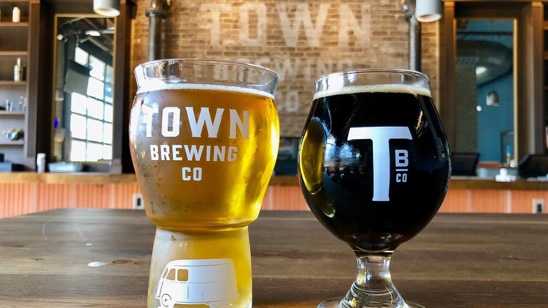 two beers at Town Brewing