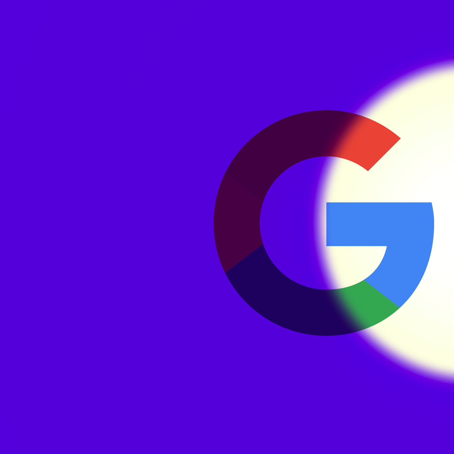 Illustration of a spotlight moving away from a Google logo