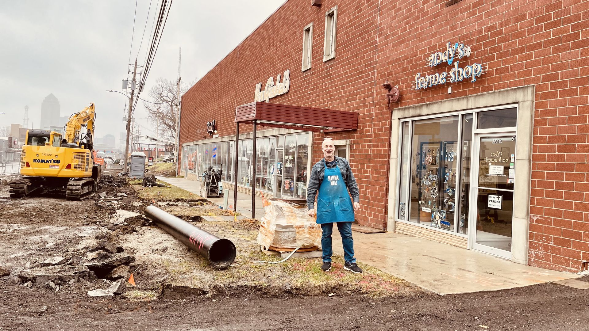 A photo of street reconstruction in Des Moines.