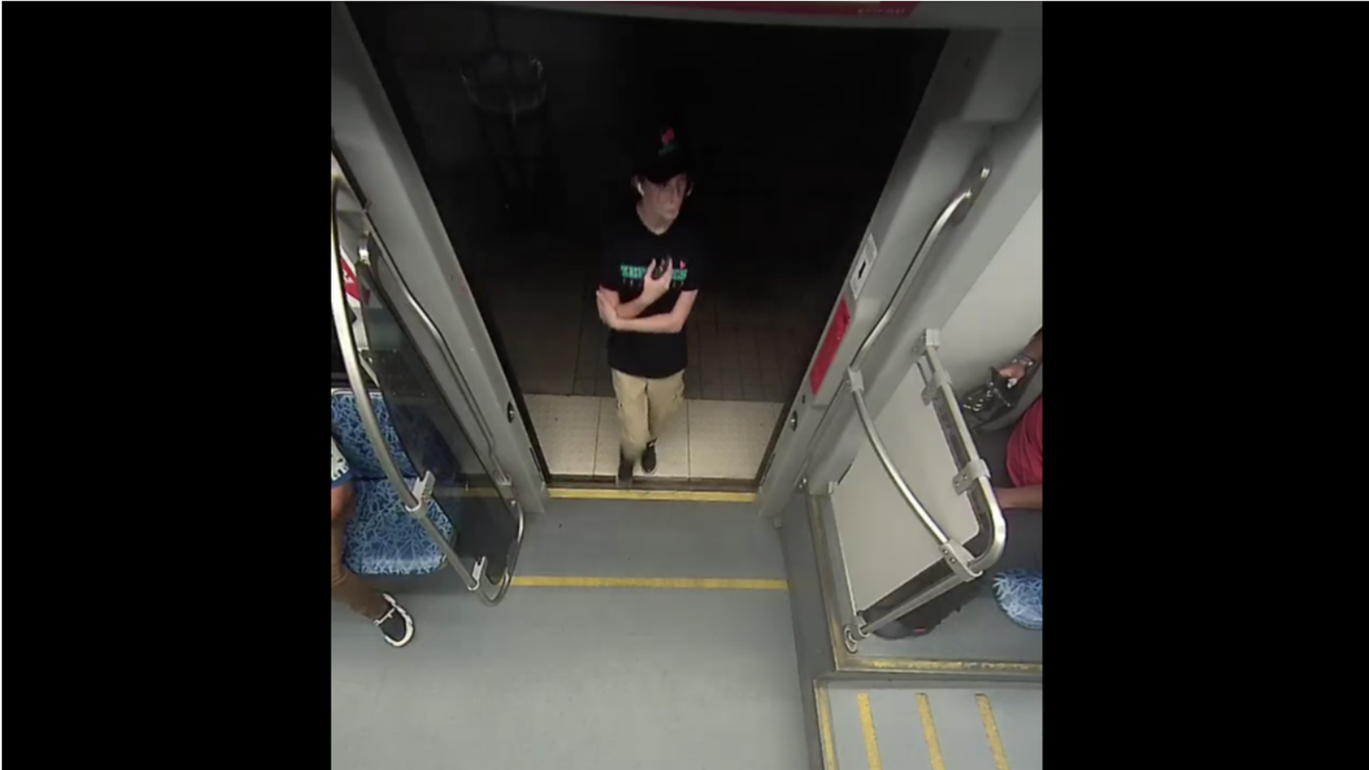 Iryna Zarutska boards a Blue Line train in Charlotte around 9:45 p.m. on Aug. 22 in this screenshot of footage released to media outlets. Zarutska was fatally stabbed multiple times after she sat down on the train. Charlotte Area Transit System  Read more at: https://www.charlotteobserver.com/news/p