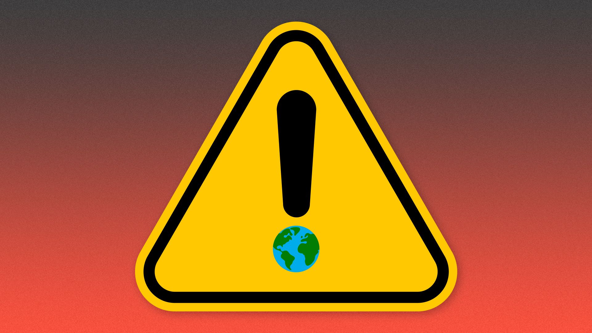 Illustration of a caution sign with an earth completing the exclamation point.