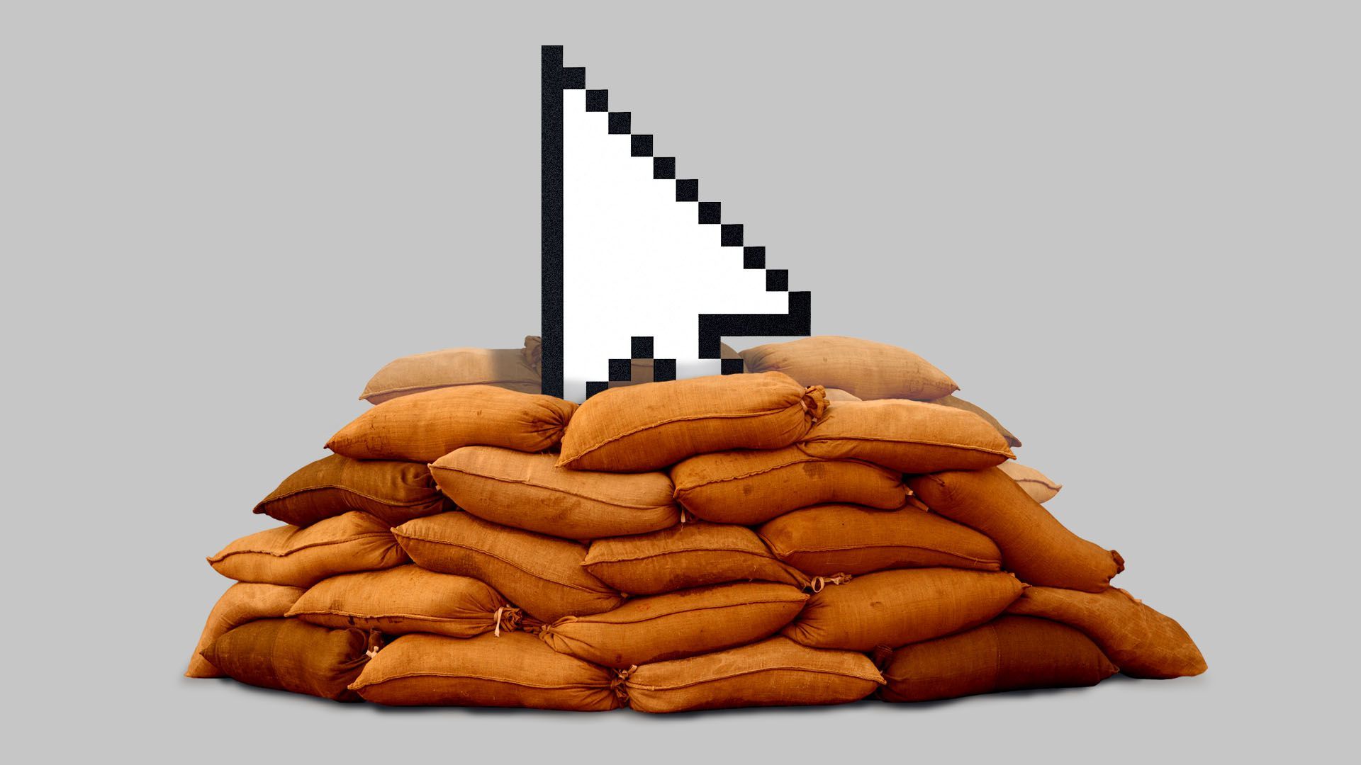 Illustration of a cursor surrounded by sandbags