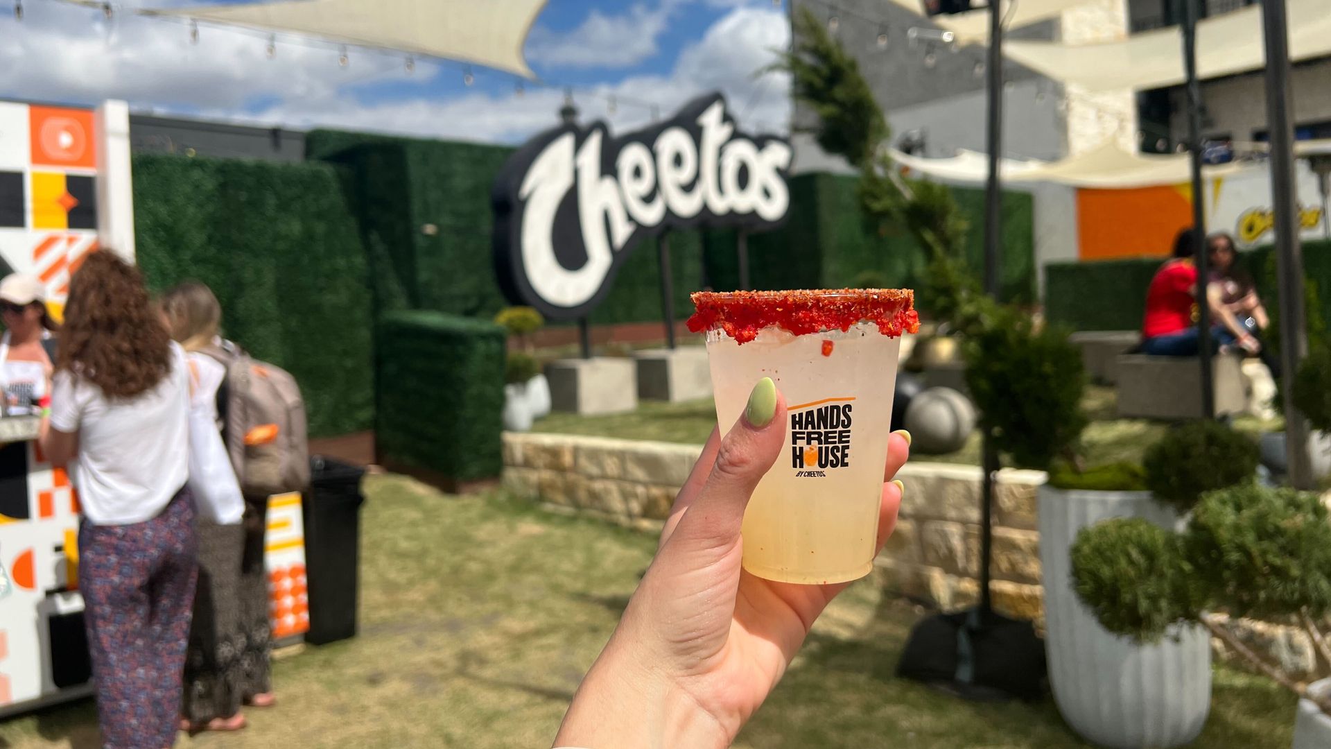 A “Flamin’ Hot Margarita” at the Hands Free House by Cheetos during SXSW. 