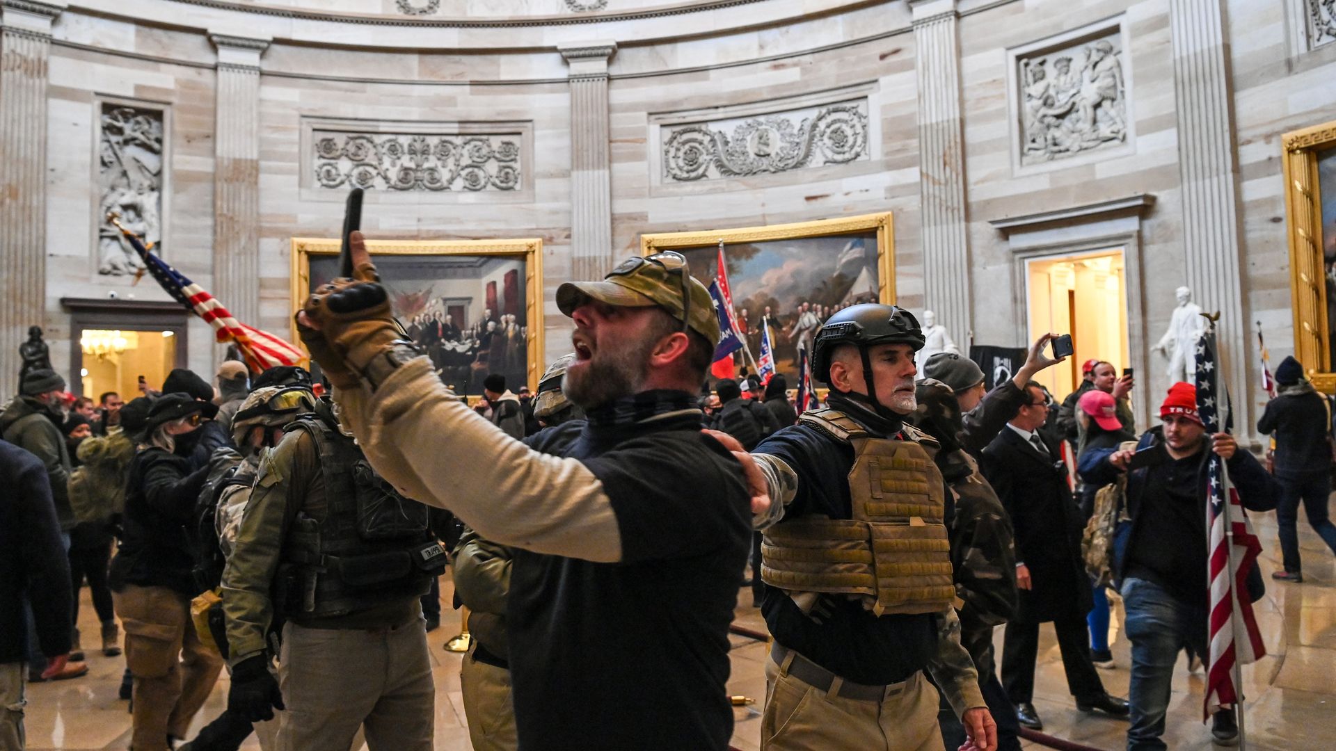 Pro-Trump rioter taking a selfie in the Capitol
