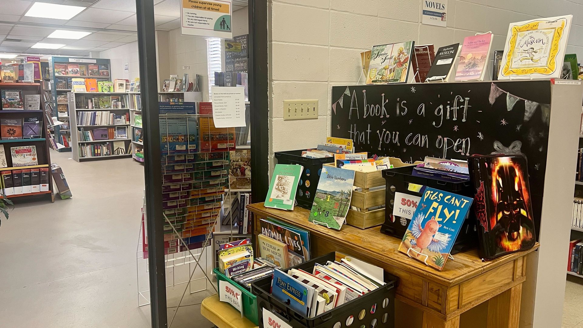 A photo of a display of books in a book store 