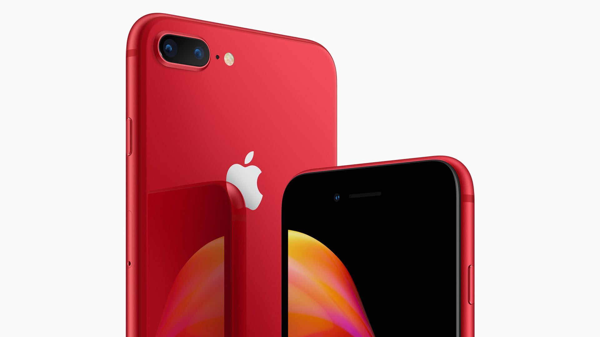 A red Apple iPhone 8