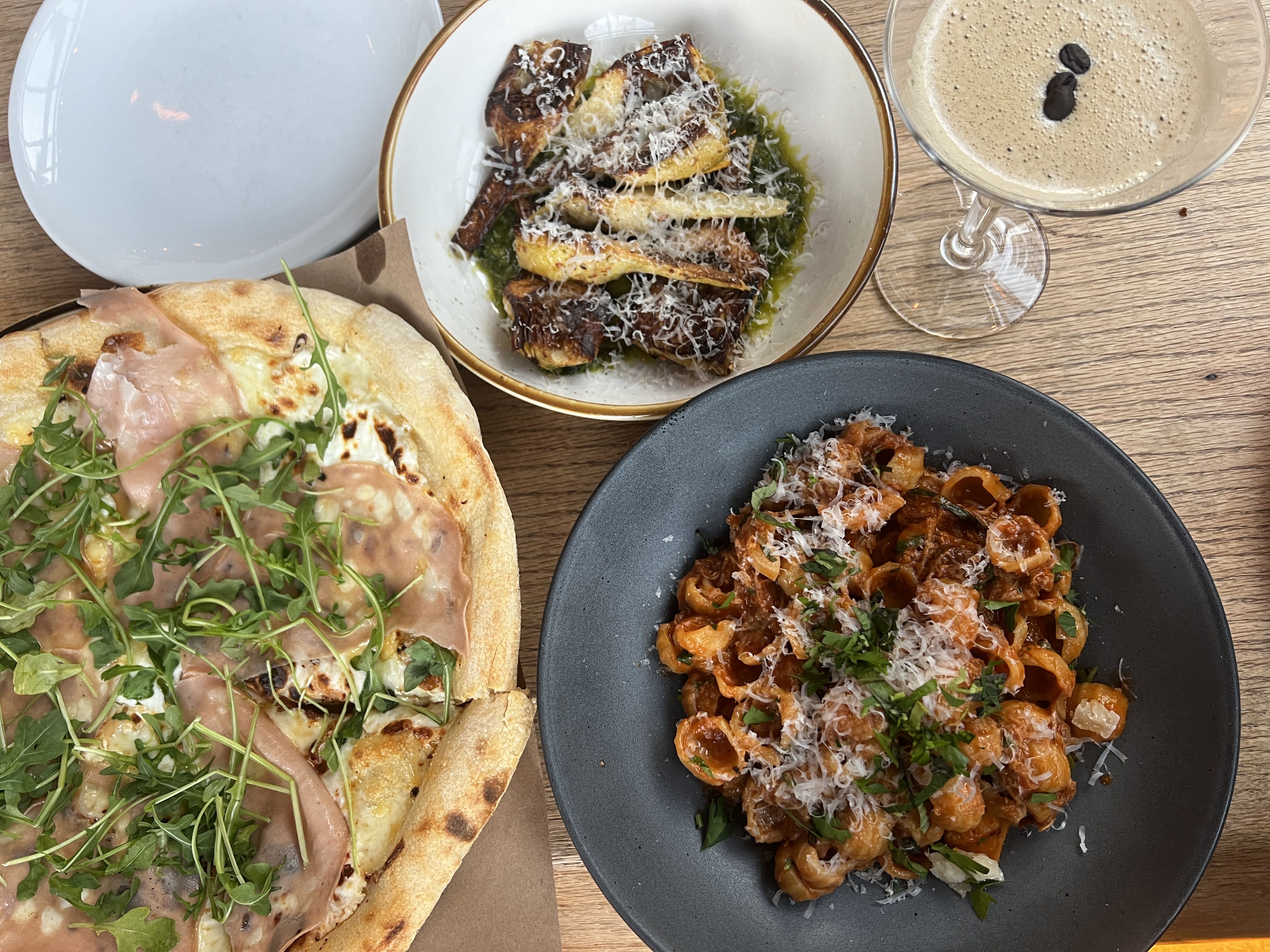 pizza, pasta and espresso martini