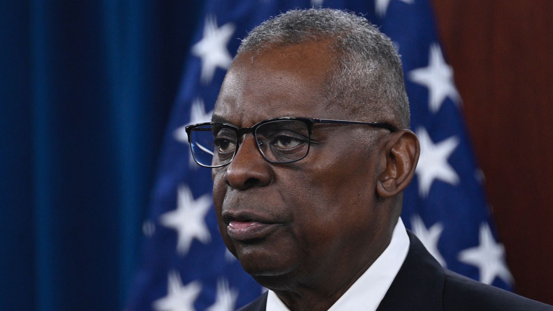  US Defense Secretary Lloyd Austin speaks during a press conference at the Pentagon in Washington, DC, on February 1, 2024. 