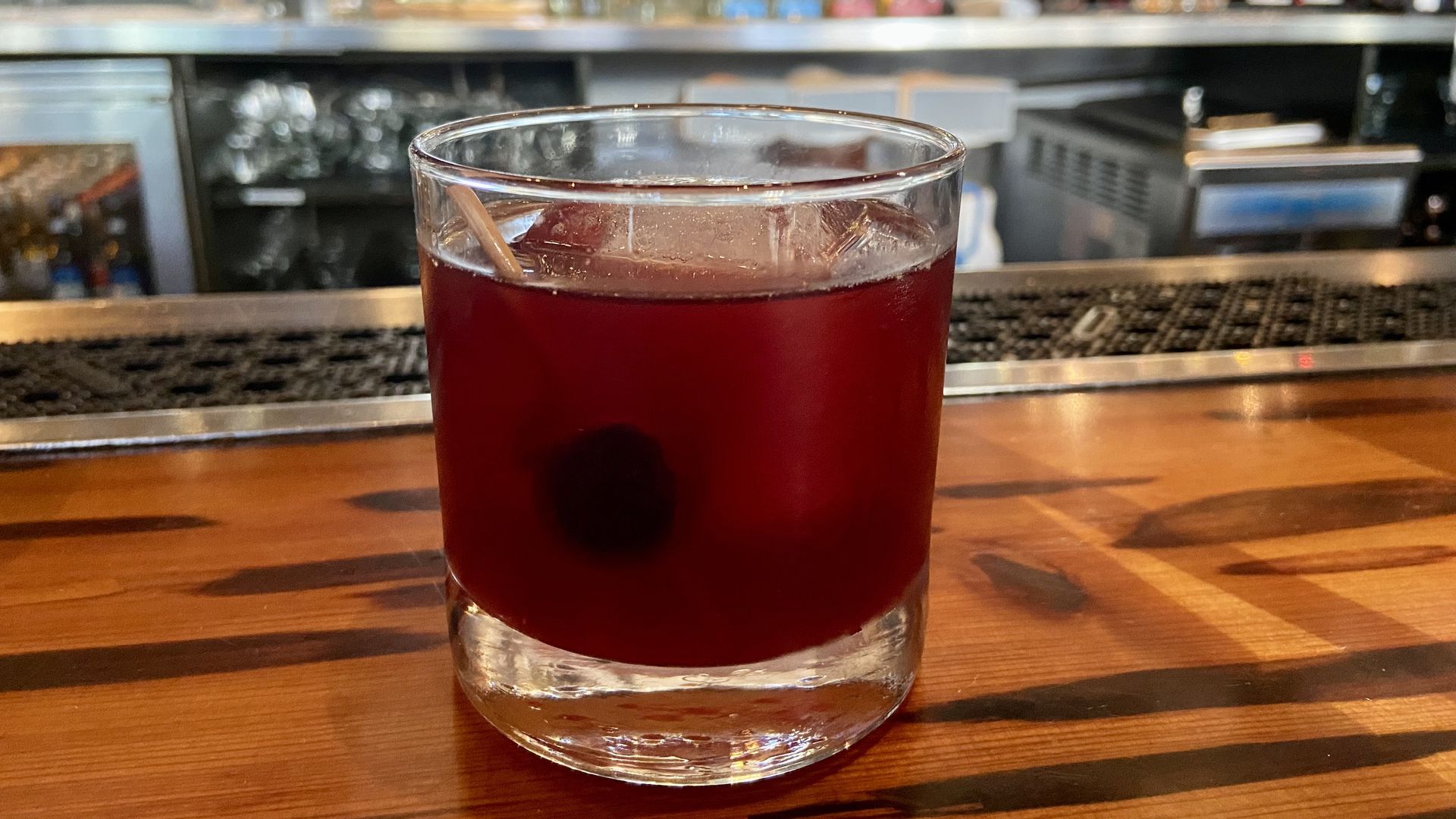 An old fashioned on a bar