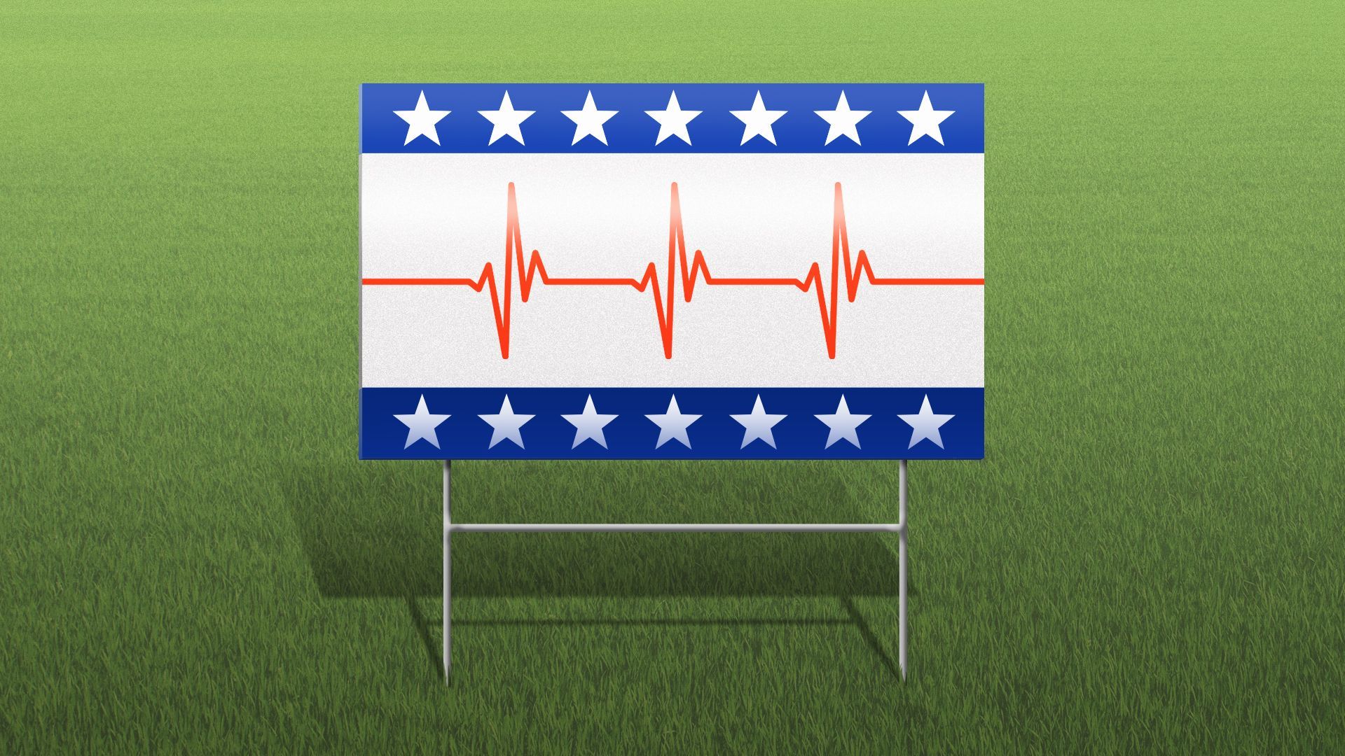 Illustration of an election yard sign with an EKG across it