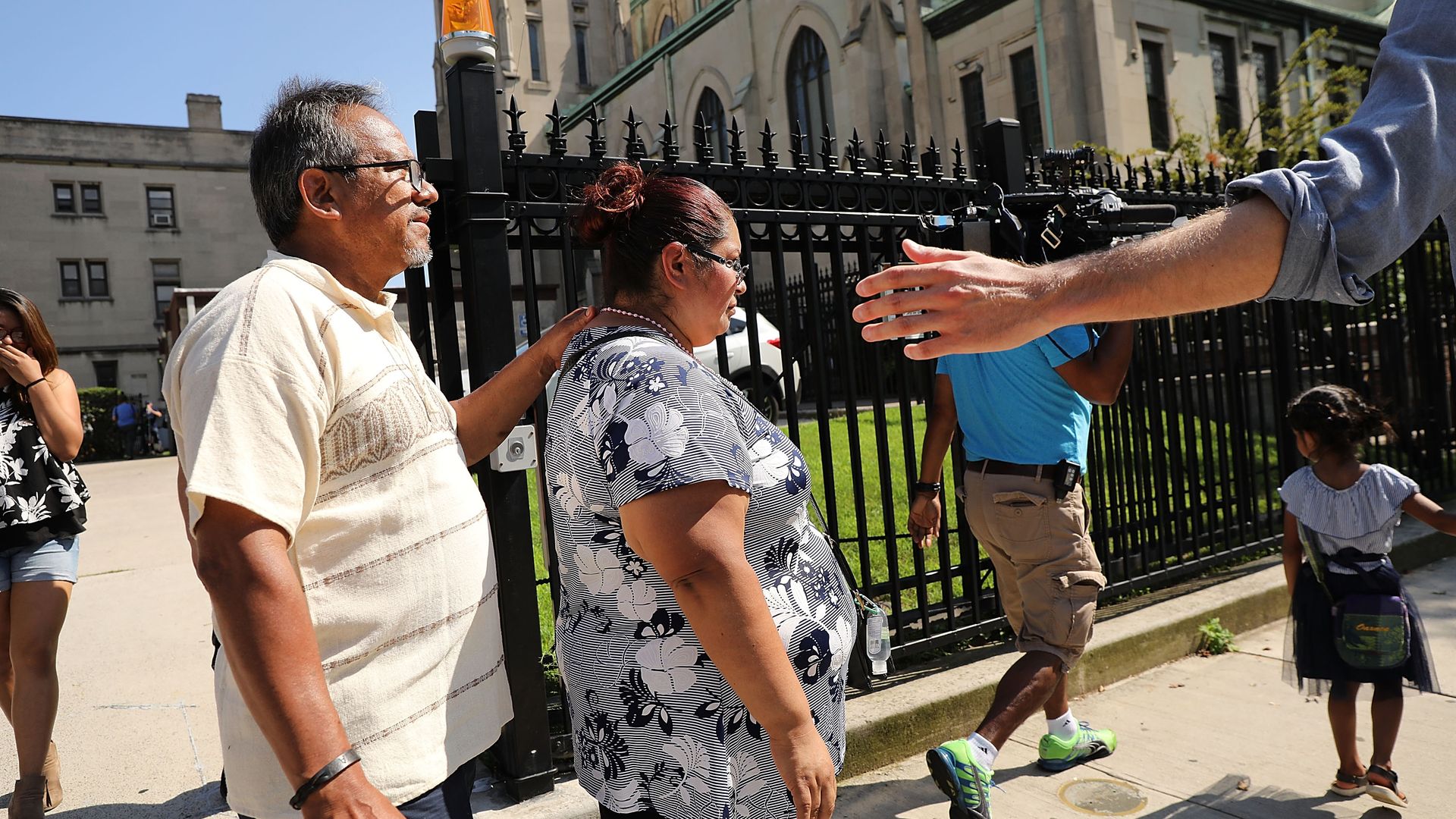 An immigrant family being released