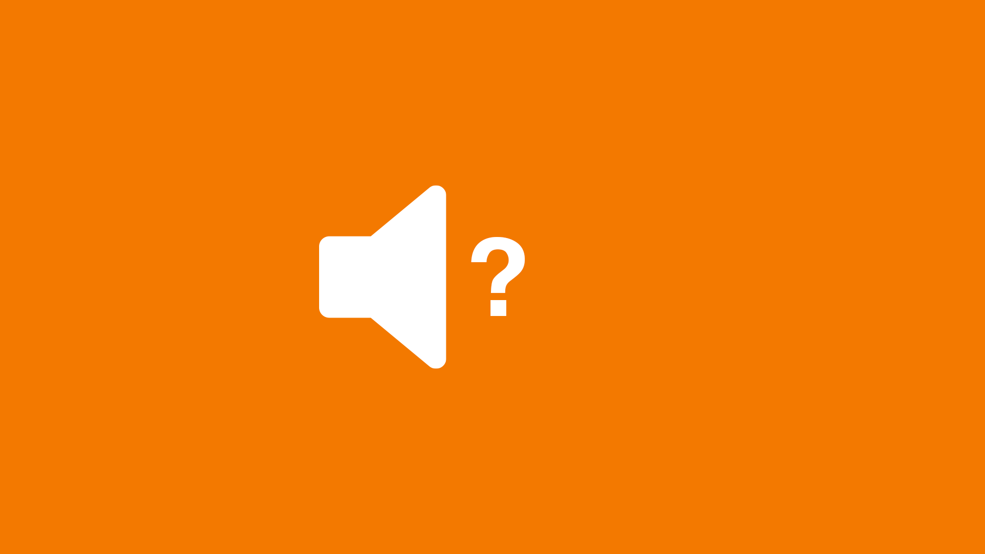 Illustration of a sound icon with question marks coming out getting progressively larger.