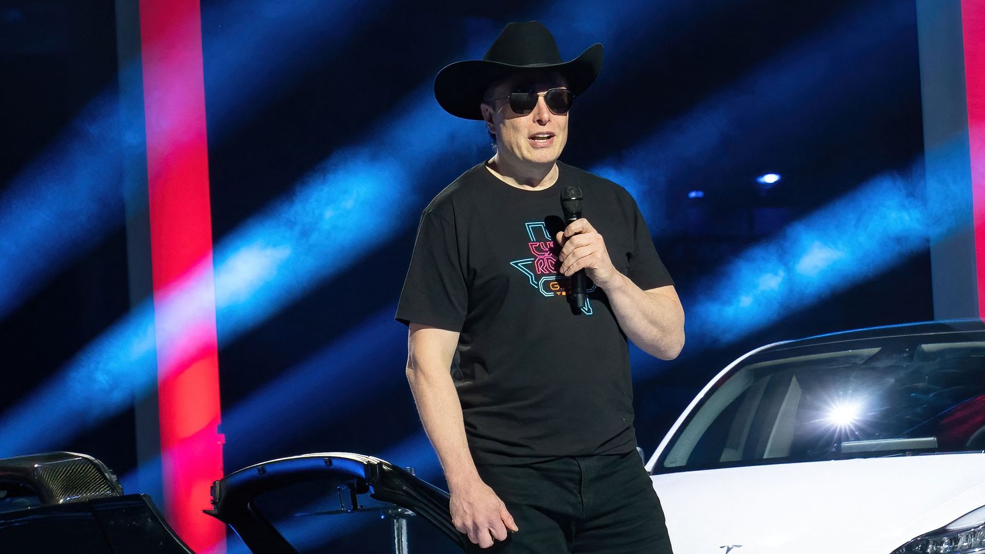 CEO of Tesla Motors Elon Musk speaks at the Tesla Giga Texas manufacturing "Cyber Rodeo" grand opening party on April 7, 2022 in Austin, Texas