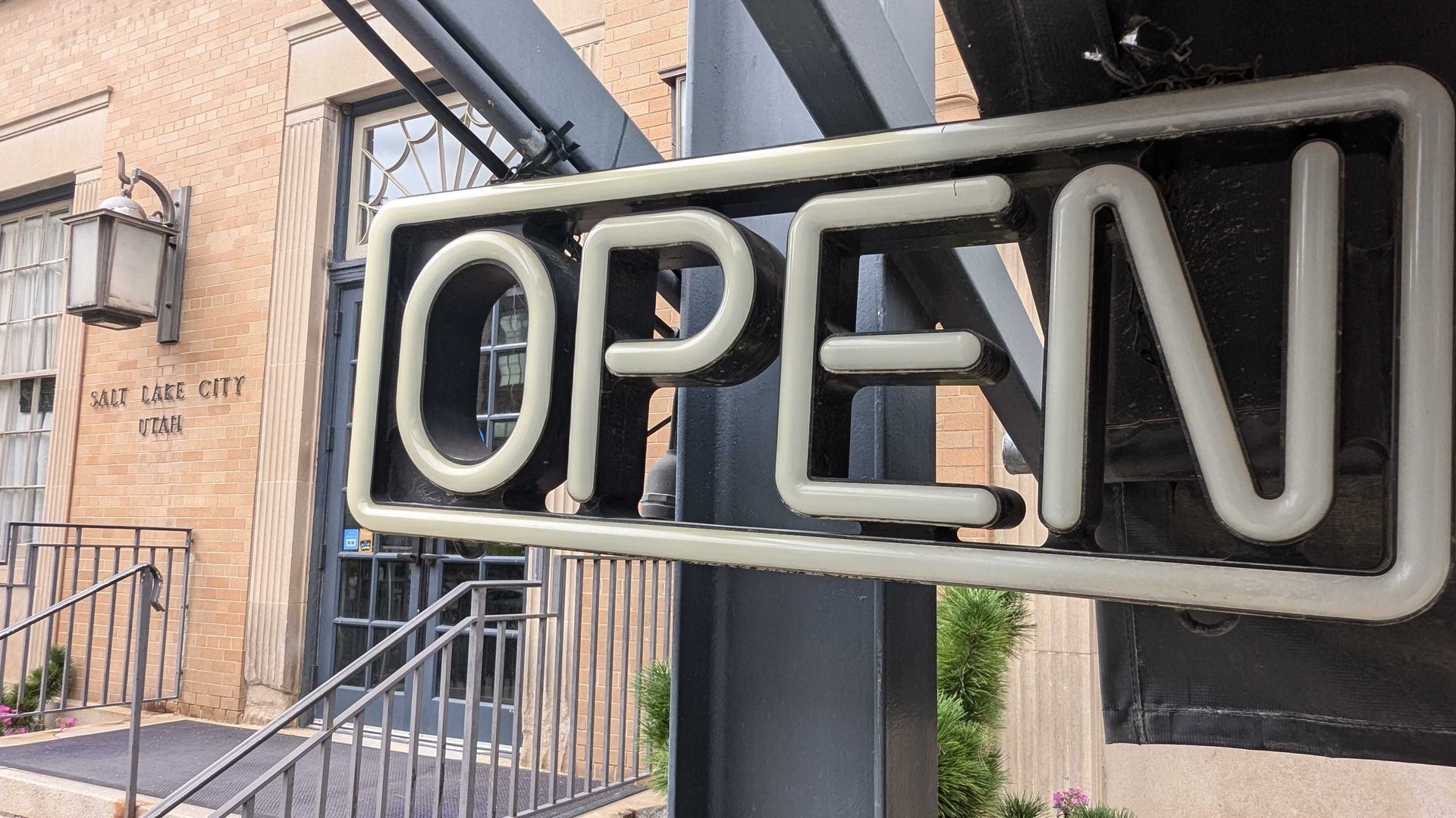 An OPEN sign.