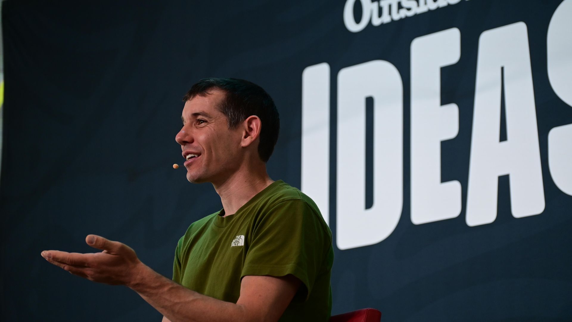 Climber Alex Honnold speaks at the 2025 Outside Festival and Summit in Denver. Photo: Mark Makela/Getty Images