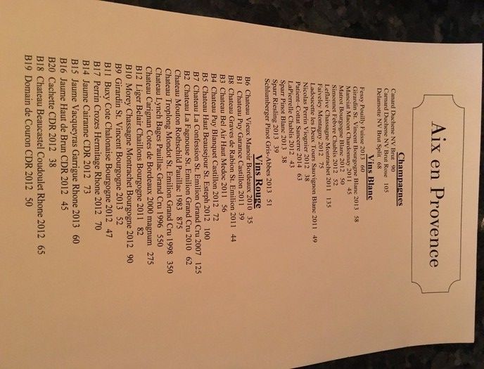 wine list aix en provence