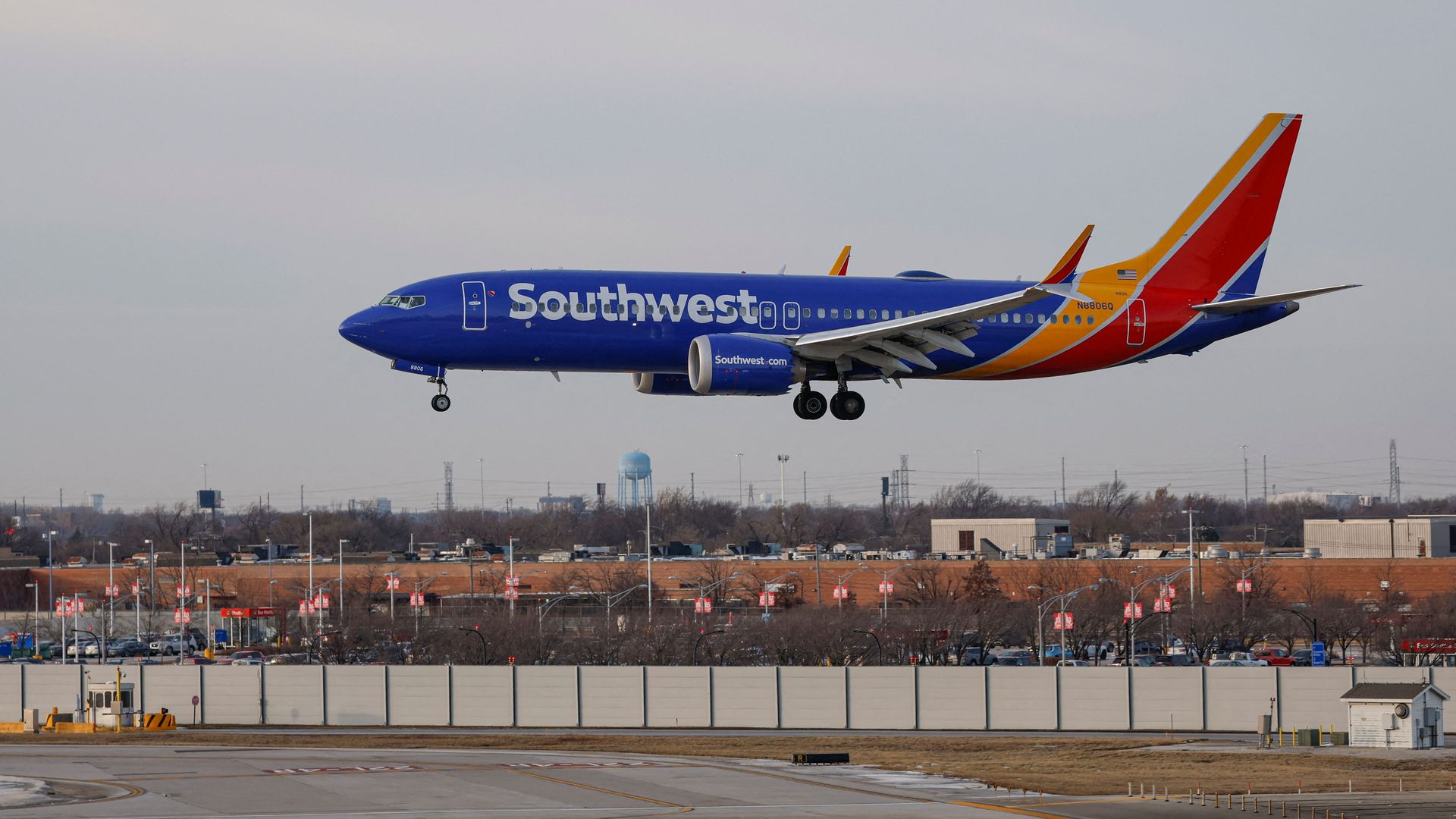 Photo of a Southwest Airlines aircraft landing at an airport