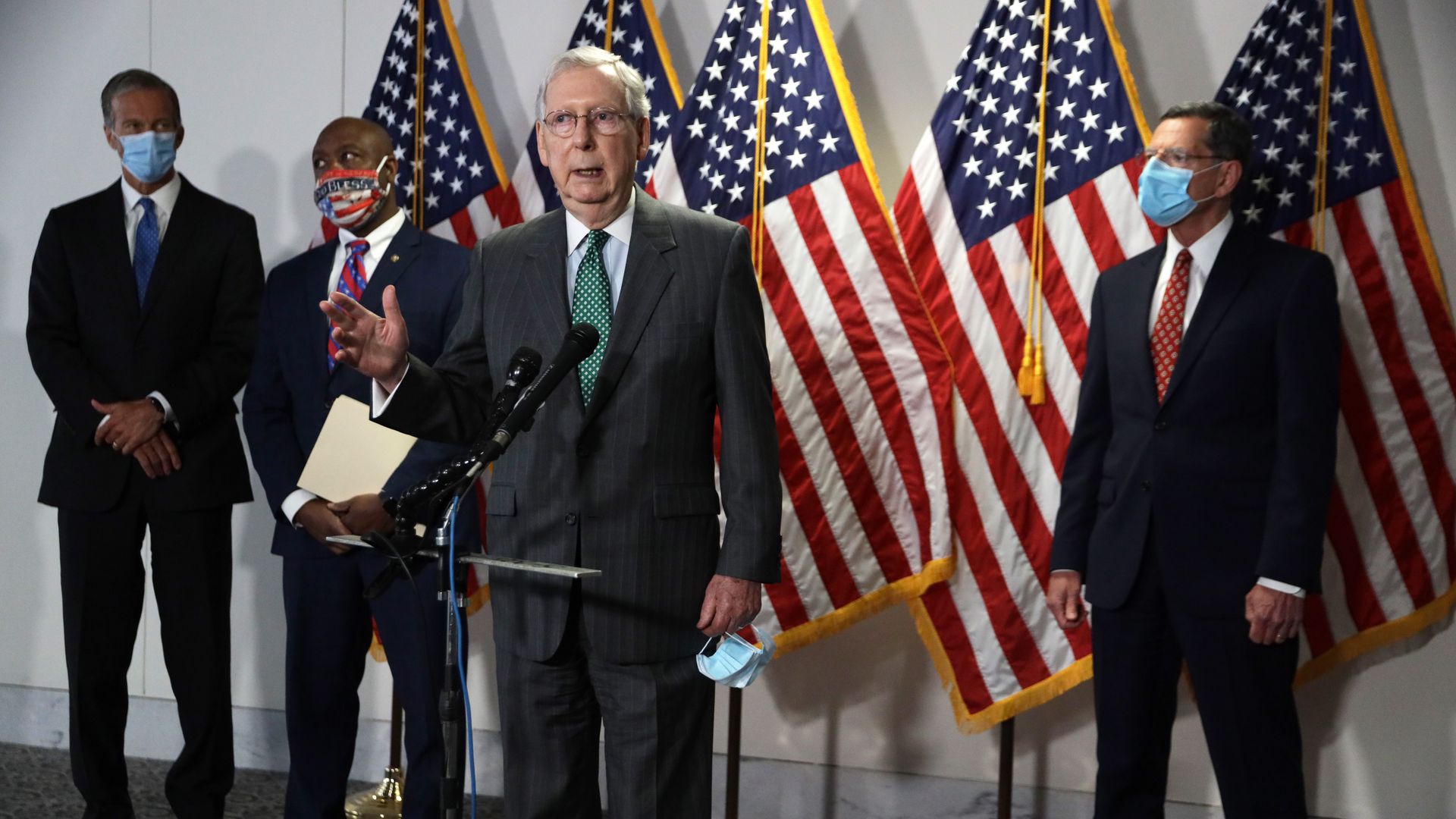 Senate Majority Leader Mitch McConnell (R-K.Y.) with other GOP senators.