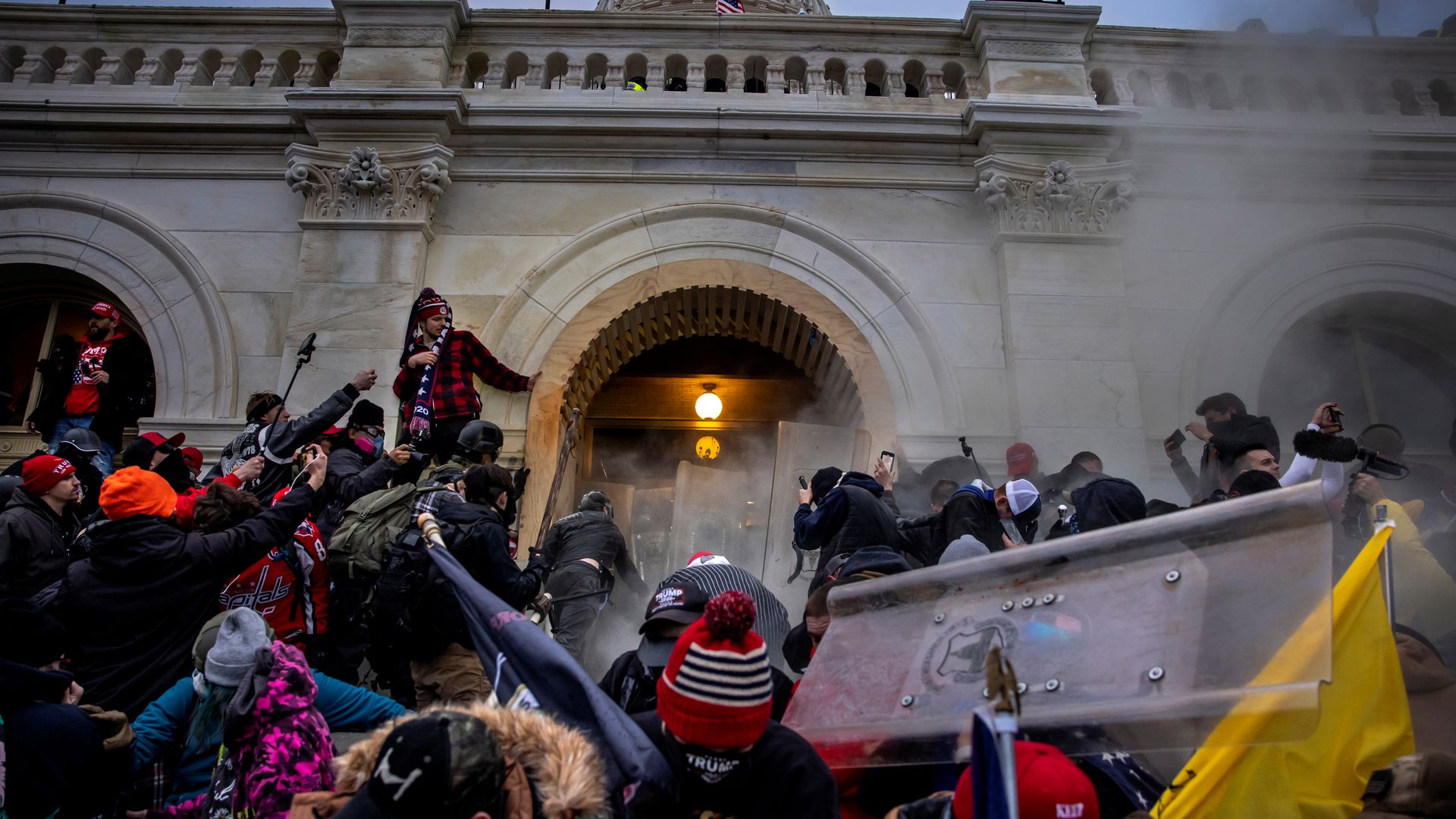 Picture of a crowd storming the Capitol on Jan. 6