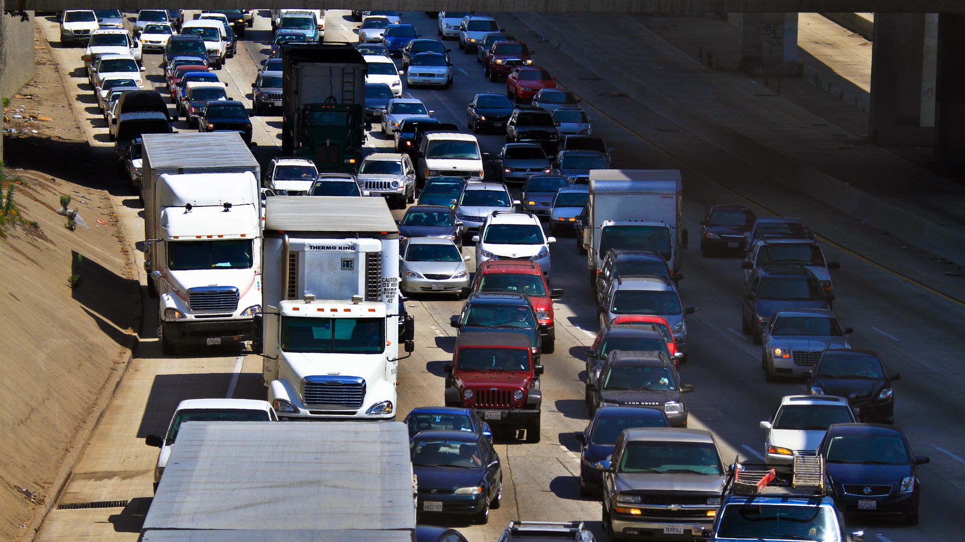 traffic jam on freeway