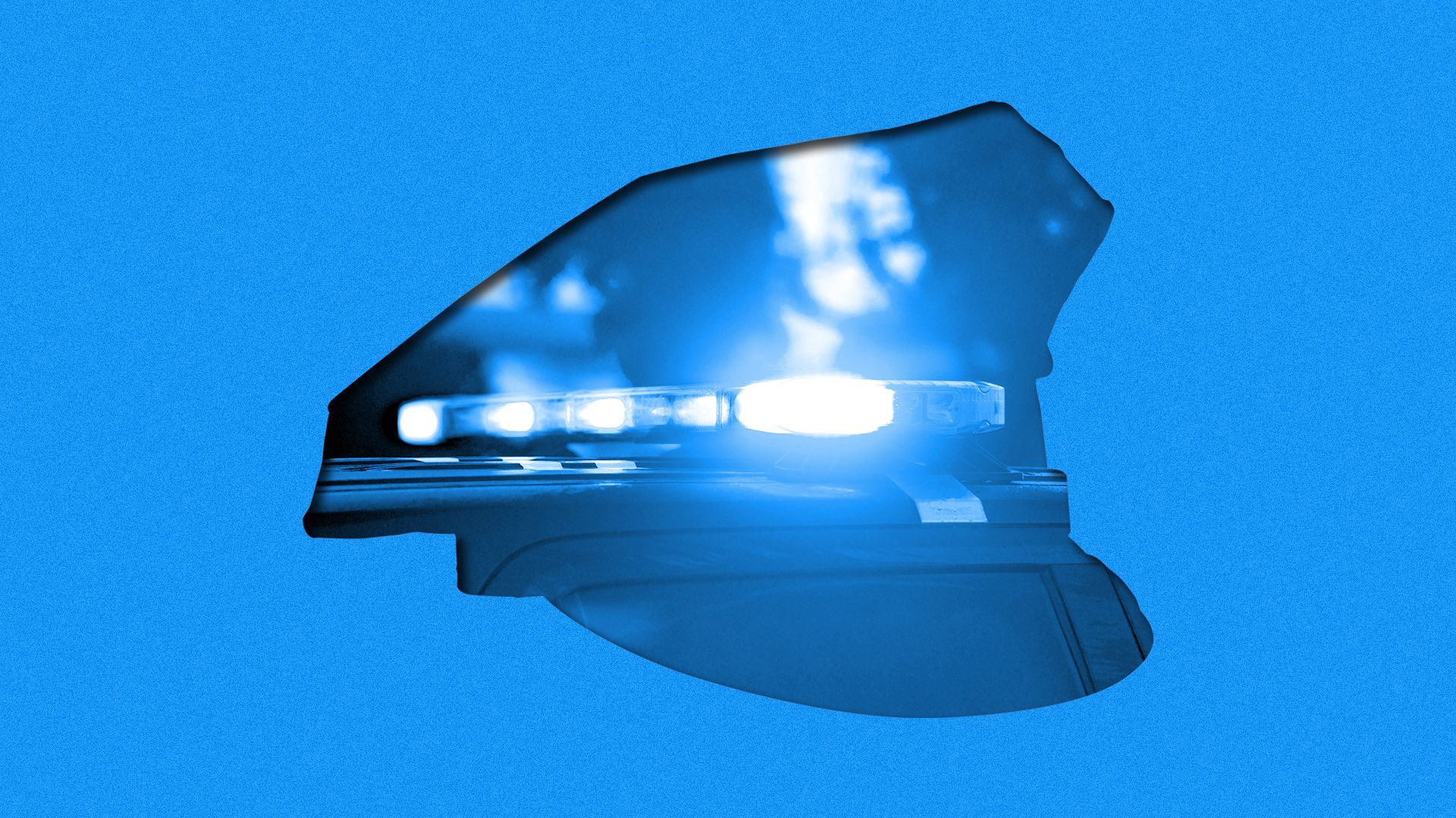 Illustration of police lights shown through the shape of a police hat.