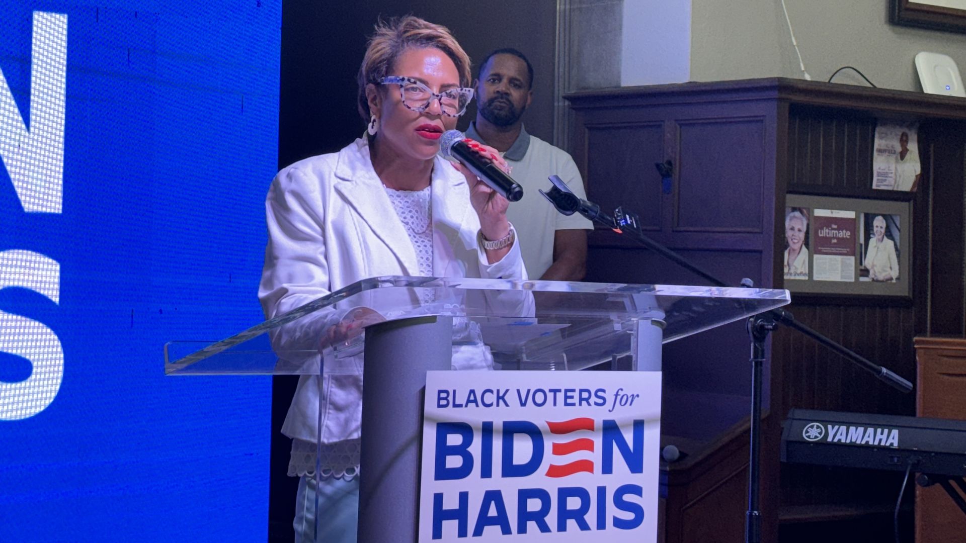Detroit state Sen. Sylvia Santana at Black voters for Biden event at the Rev. Horace Sheffield's New Destiny Christian Fellowship on Grand River.