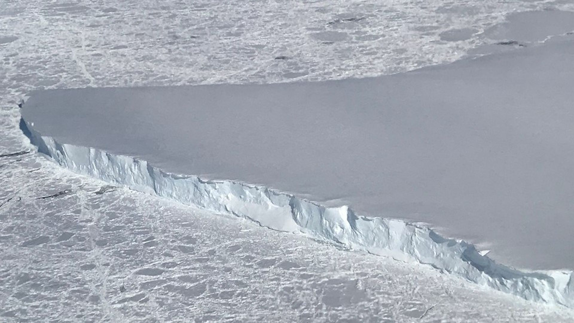 An inlet filled with sea ice around Venable Ice Shelf.