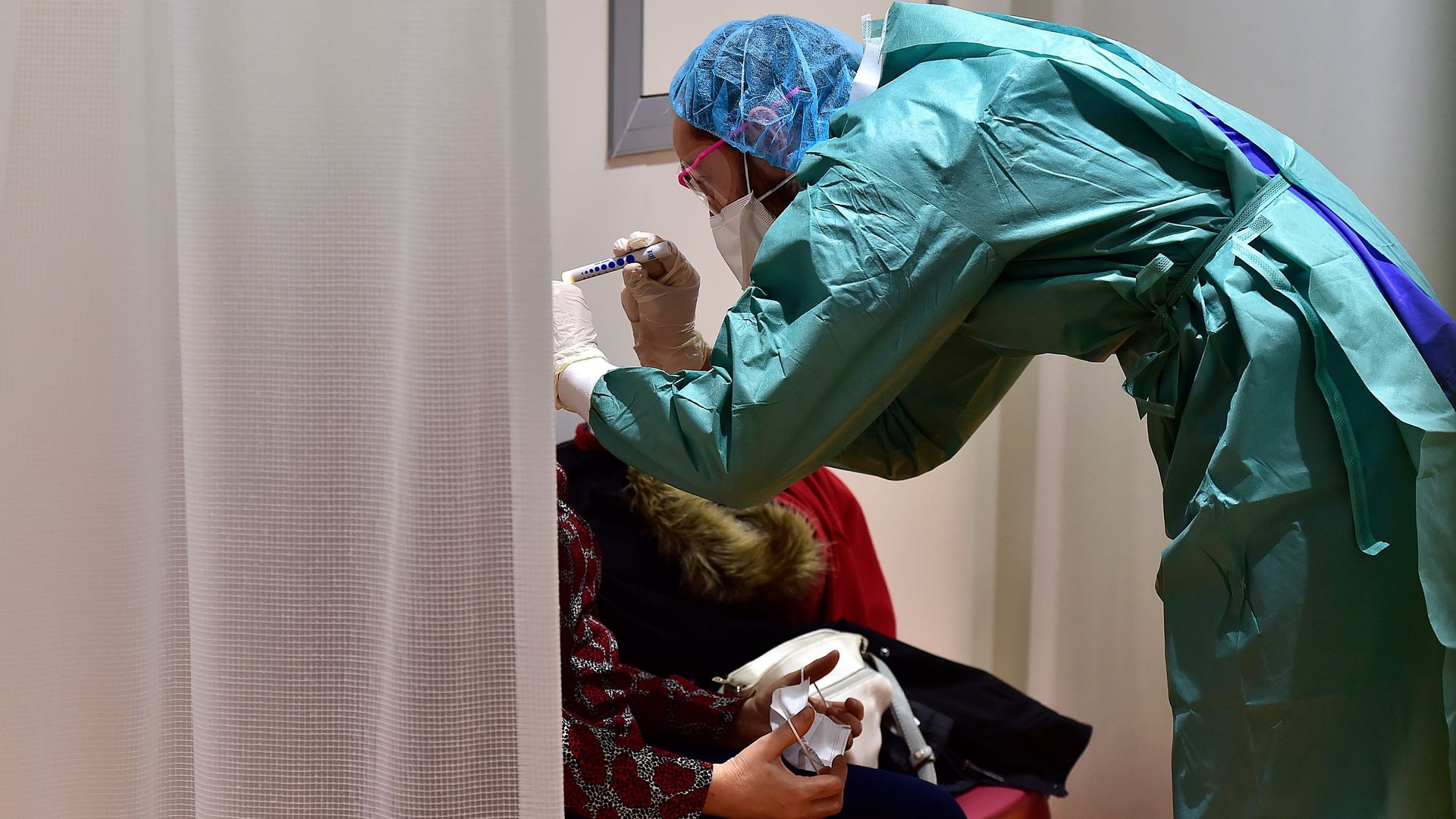 A person taking a covid test