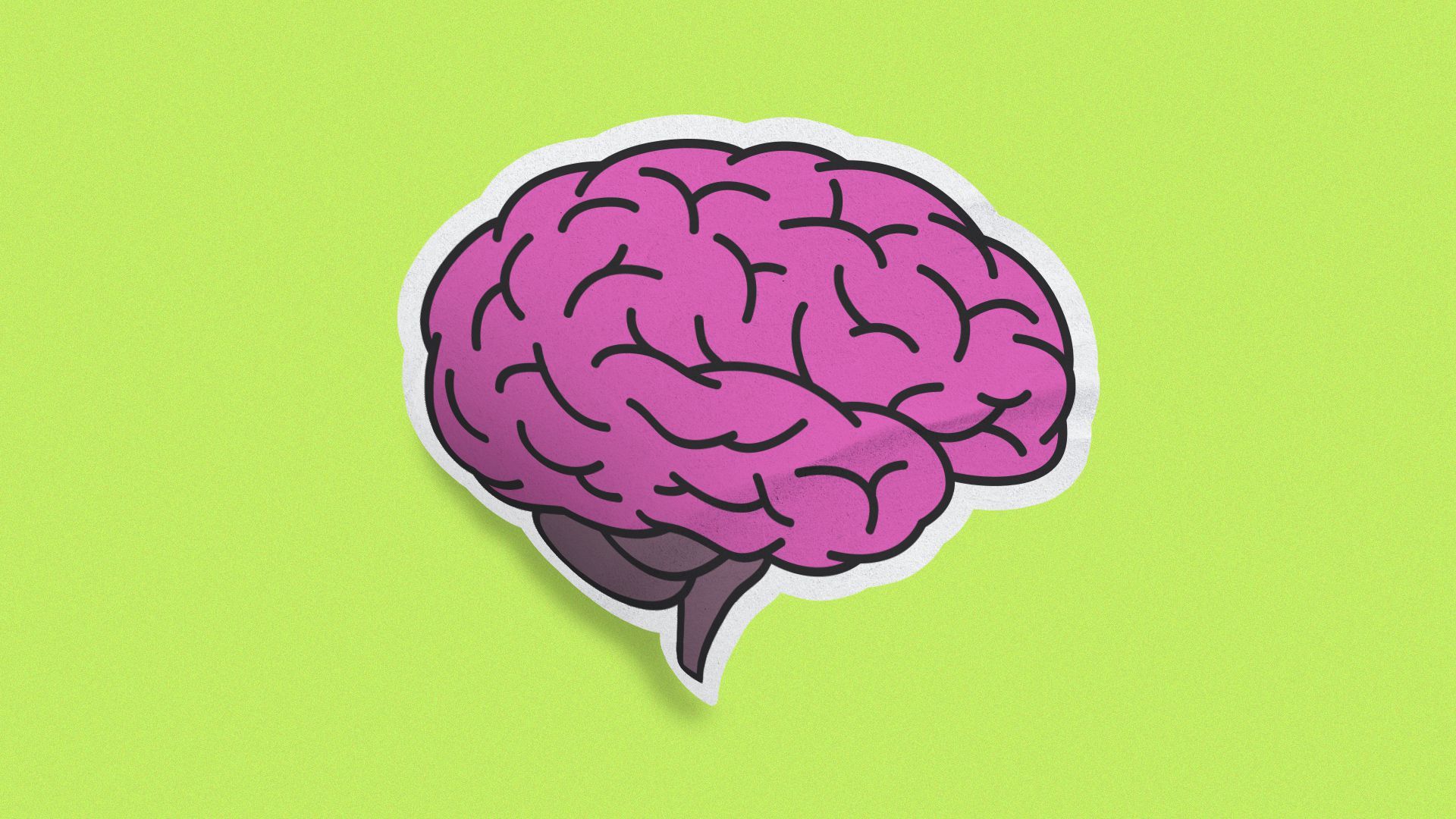 Illustration of a brain-shaped sticker on a vivid background.