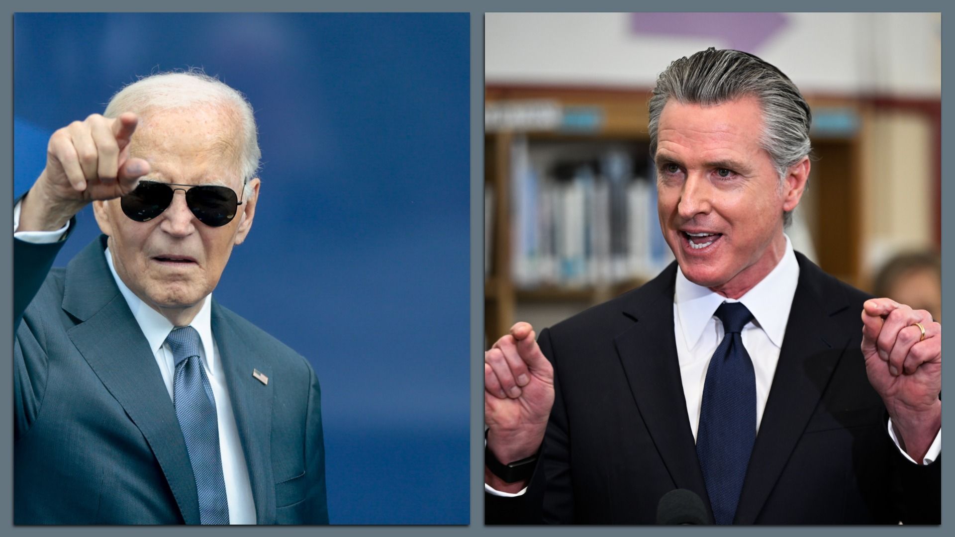 Split-screen images of Joe Biden and Gavin Newsom