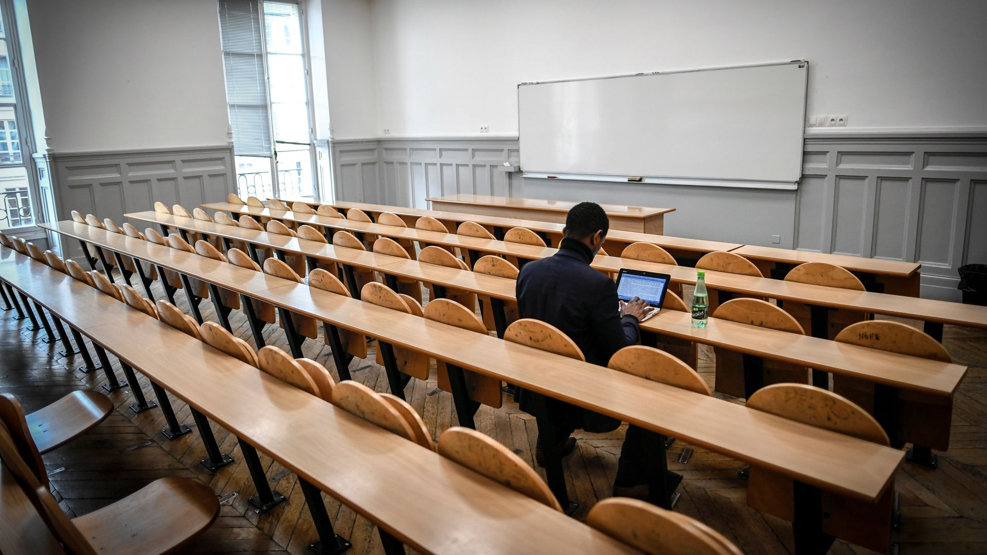 A student sits in a classroom 