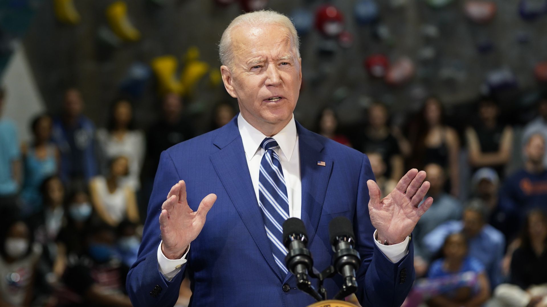 President Biden speaking in Alexandria, Virginia, on May 28.