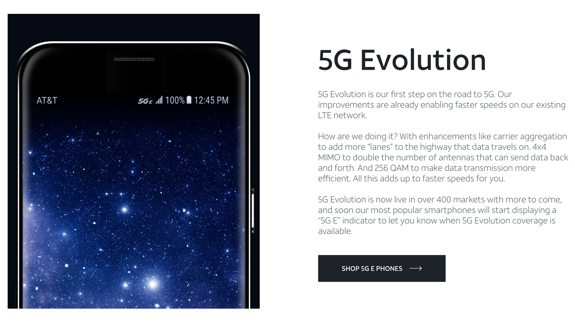 AT&T's marketing page for 5G Evolution