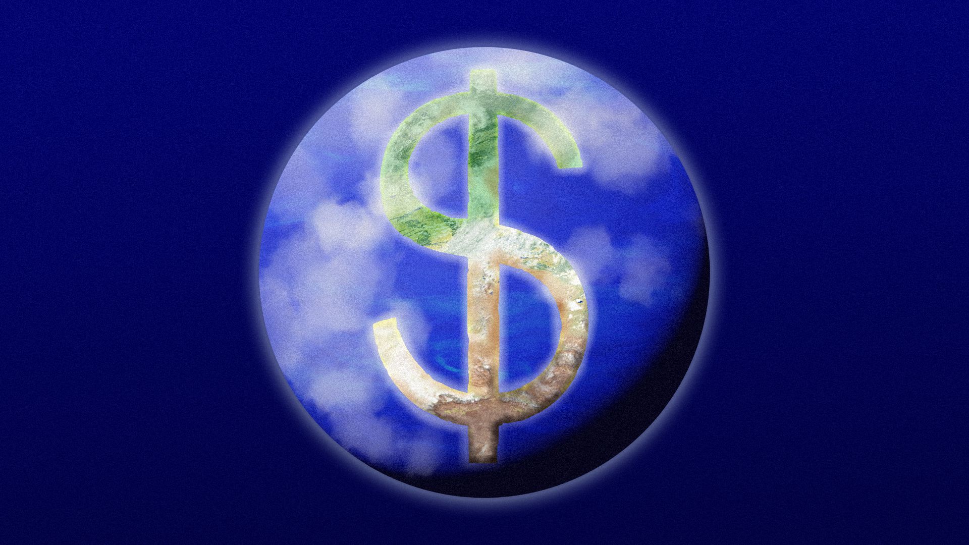 lllustration of the earth with a continent in the shape of a dollar sign