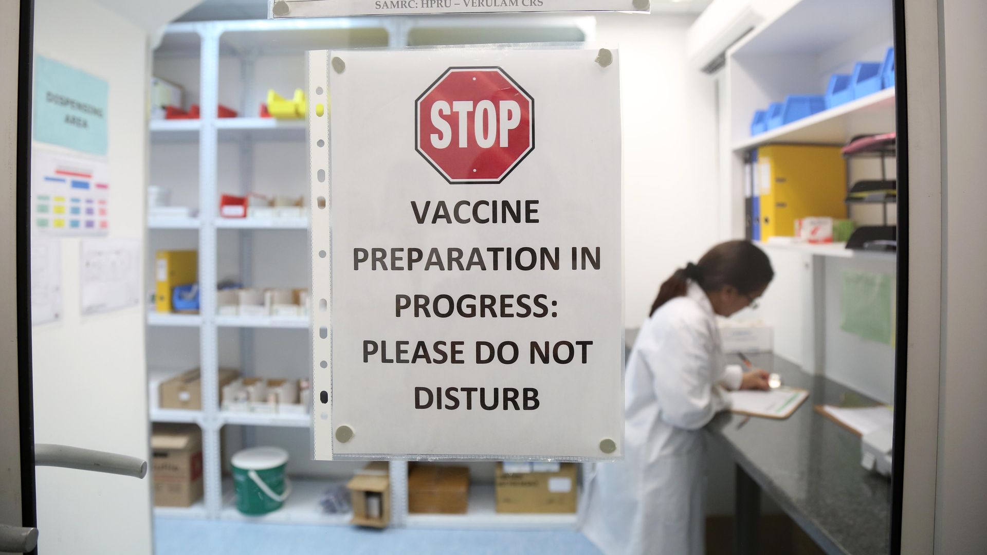 Scientists studying HIV vaccine in a lab in South Africa