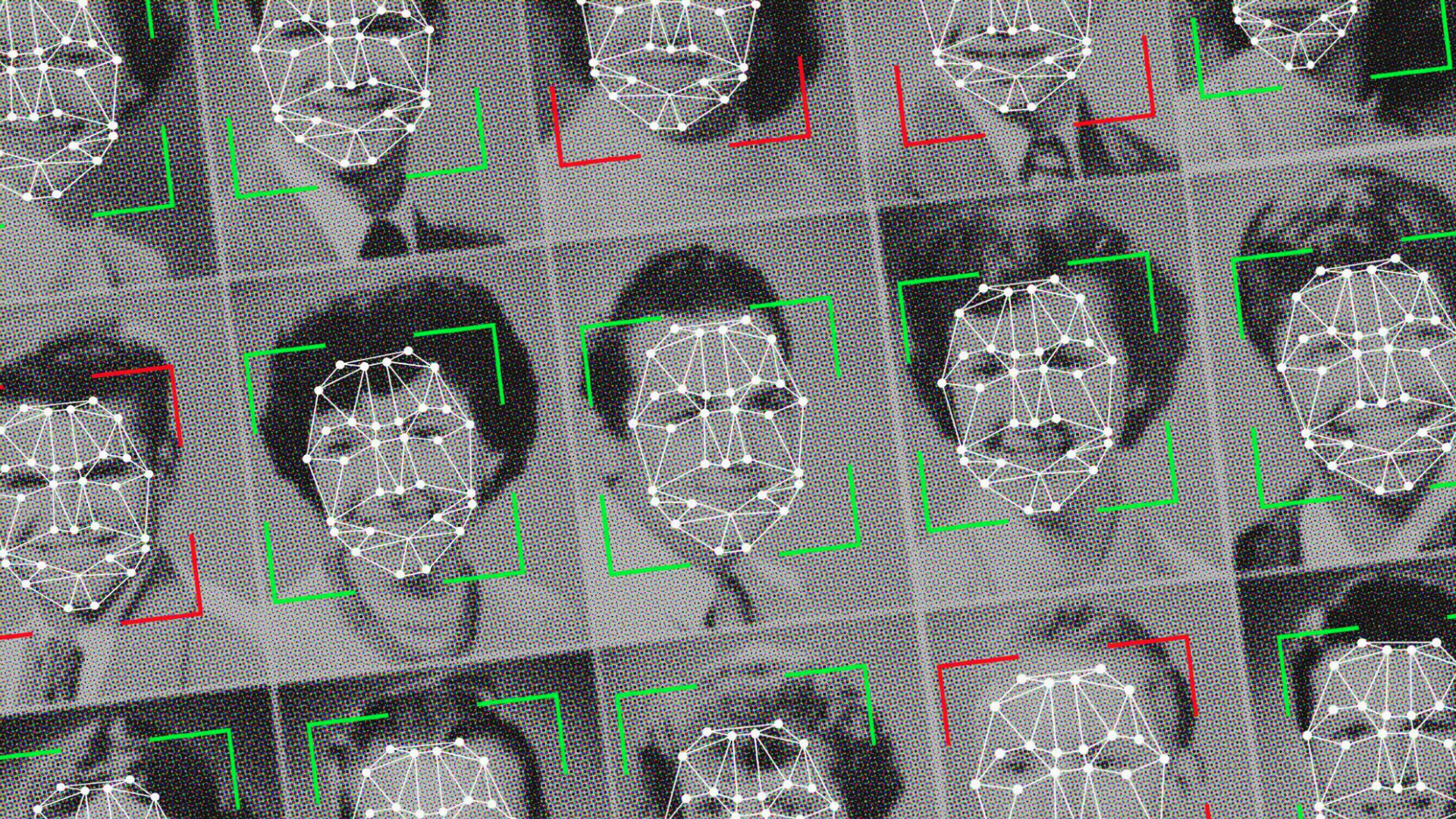 A illustration of facial recognition software.
