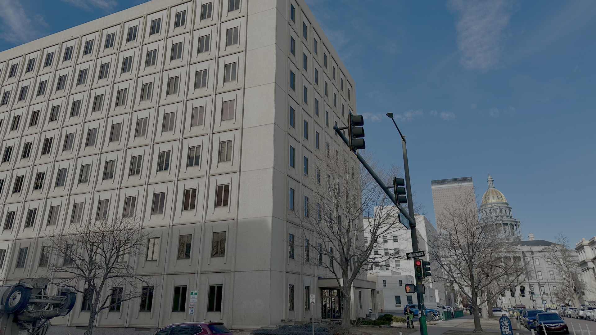  The Polis administration is considering converting 1313 Sherman St, above, into affordable housing units with a childcare facility. Photo: John Frank/Axios