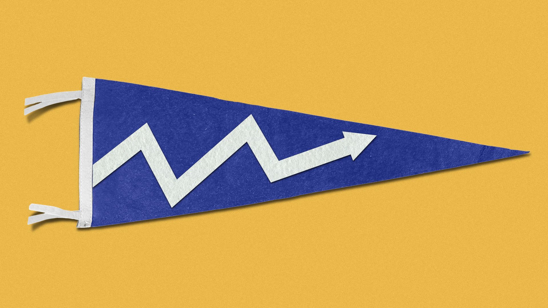 Illustration of a line chart on a college pennant.
