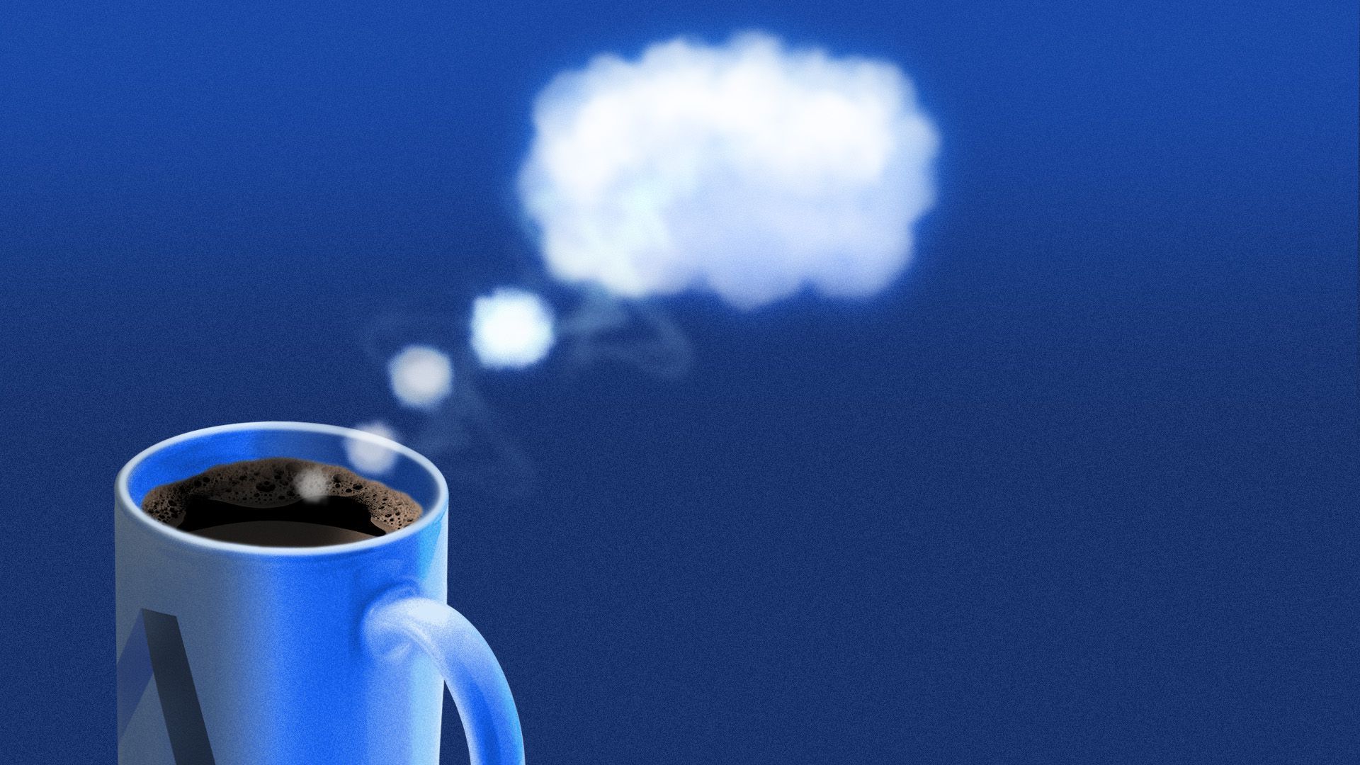 Illustration of a coffee mug with the Axios logo with steam forming a thought bubble